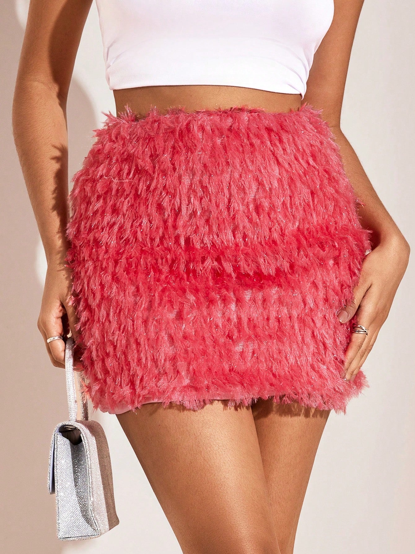 Fuzzy Mini Bodycon Skirt