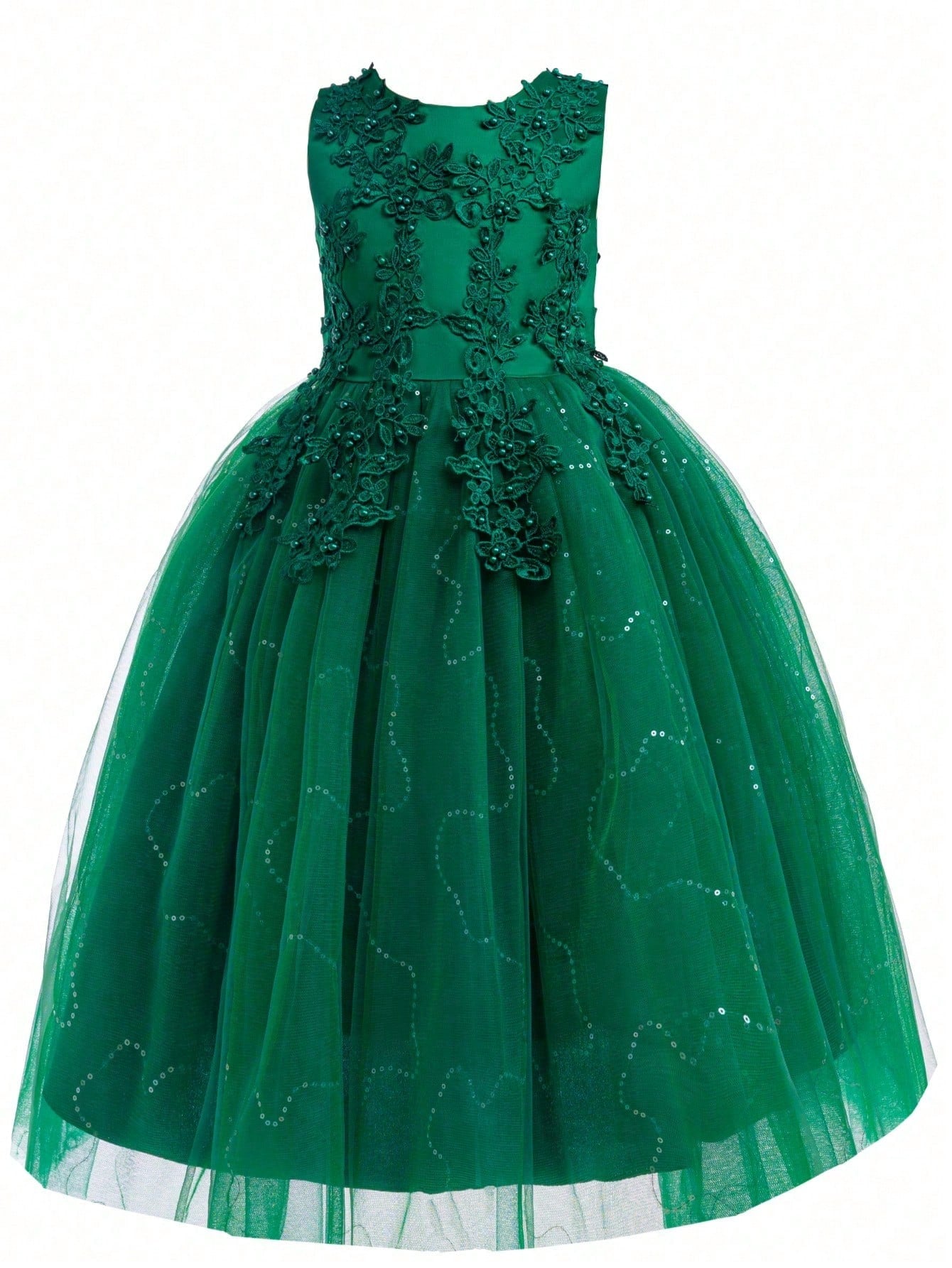 Tween Girl Lace Wedding Party Princess Pageant Evening Dress Gown