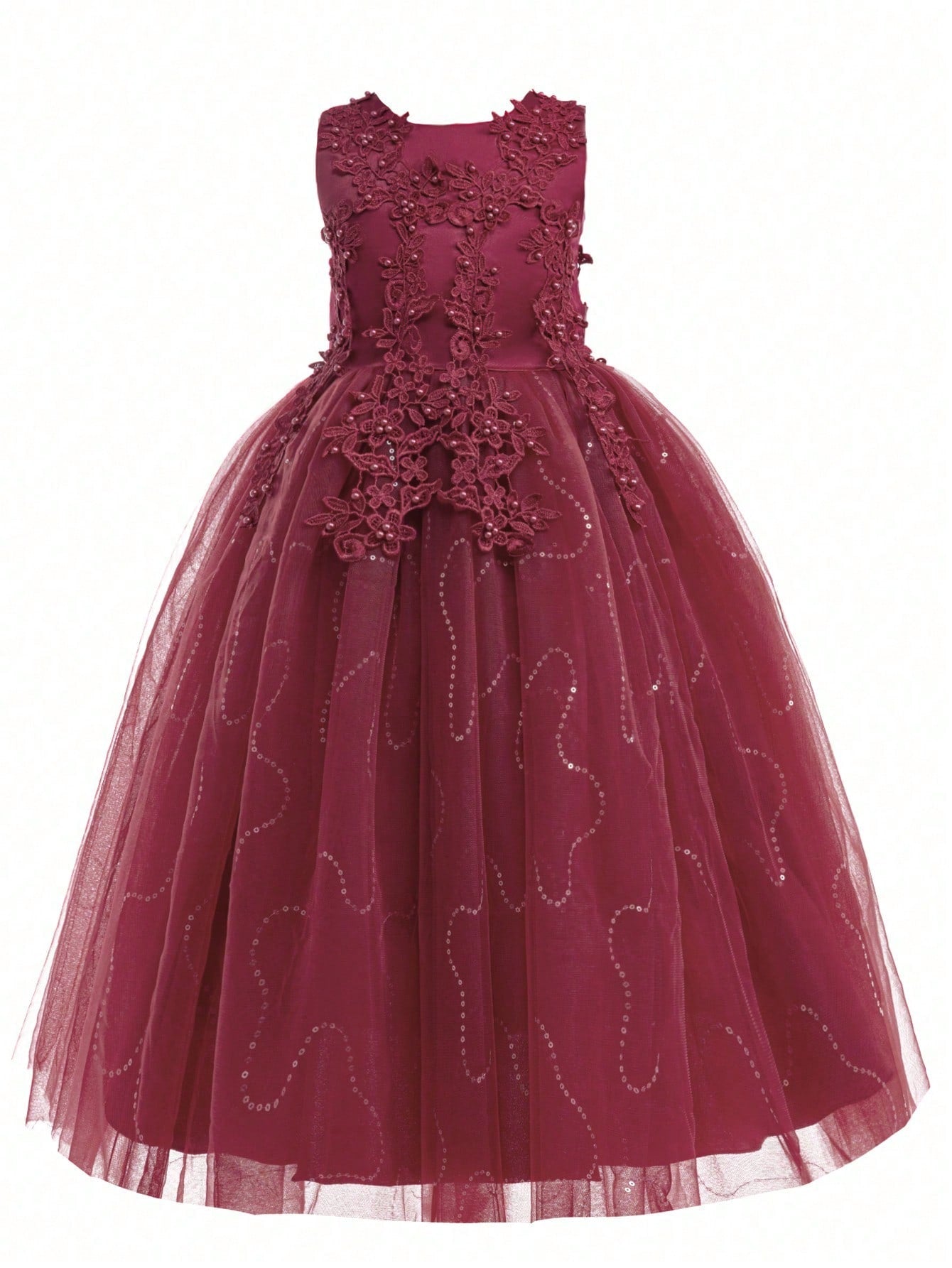 Tween Girls' Lace Bridesmaid Dress, Kids Wedding Party Prom Dress, Beauty Pageant Evening Gown