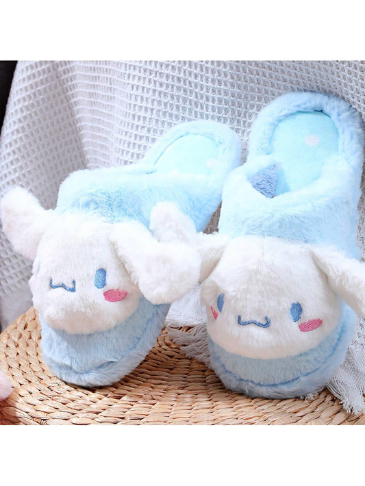 Miniso Sanrio Cinnamoroll Women's Plush Slippers, Autumn And Winter, Cute Cartoon Home Furnishing Slippers-Blue