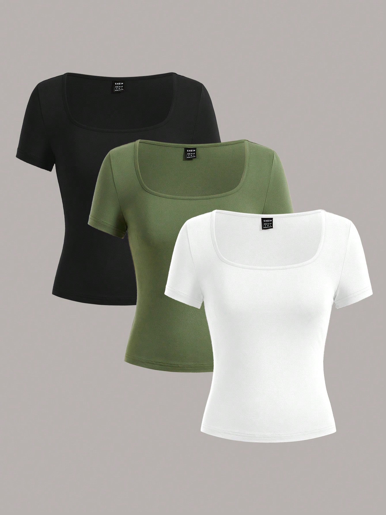 3pcs Crop Sleeve Casual Slim Fit Women's T-Shirts, Suitable For Summer