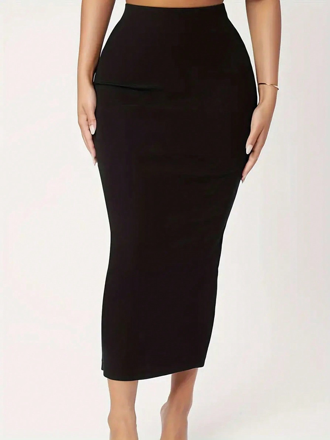 Plus Size Solid Color Slim Fit Fashionable Skirt