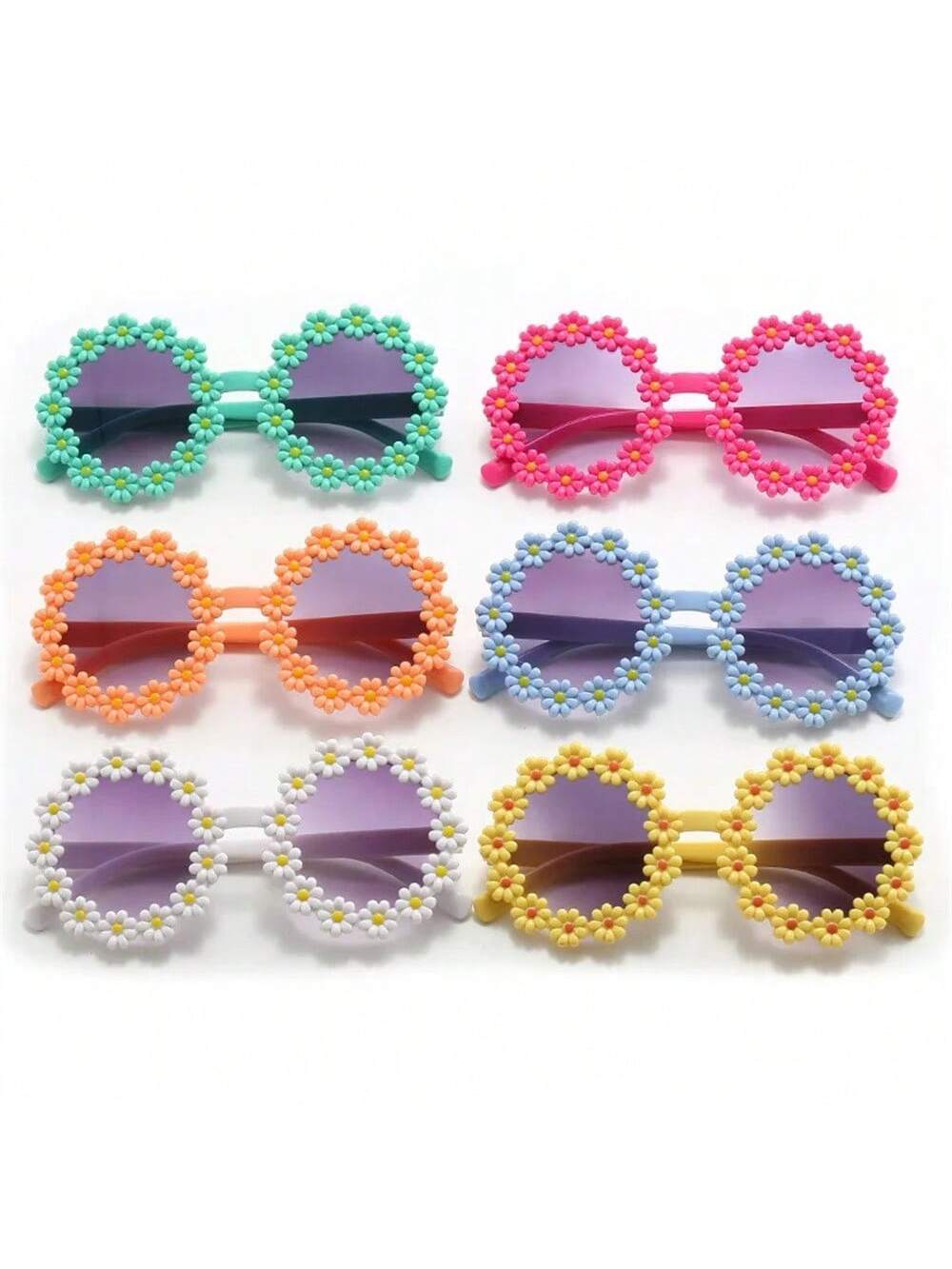 6pcs Cute Kids Sunglasses New 3-8 Year Old Baby Decorative Sunglasses Trendy Kids Sunglasses Cute Daisy Sunglasses For Children Fashion Round Flower Eyewear Kids Girls Boys Outdoor