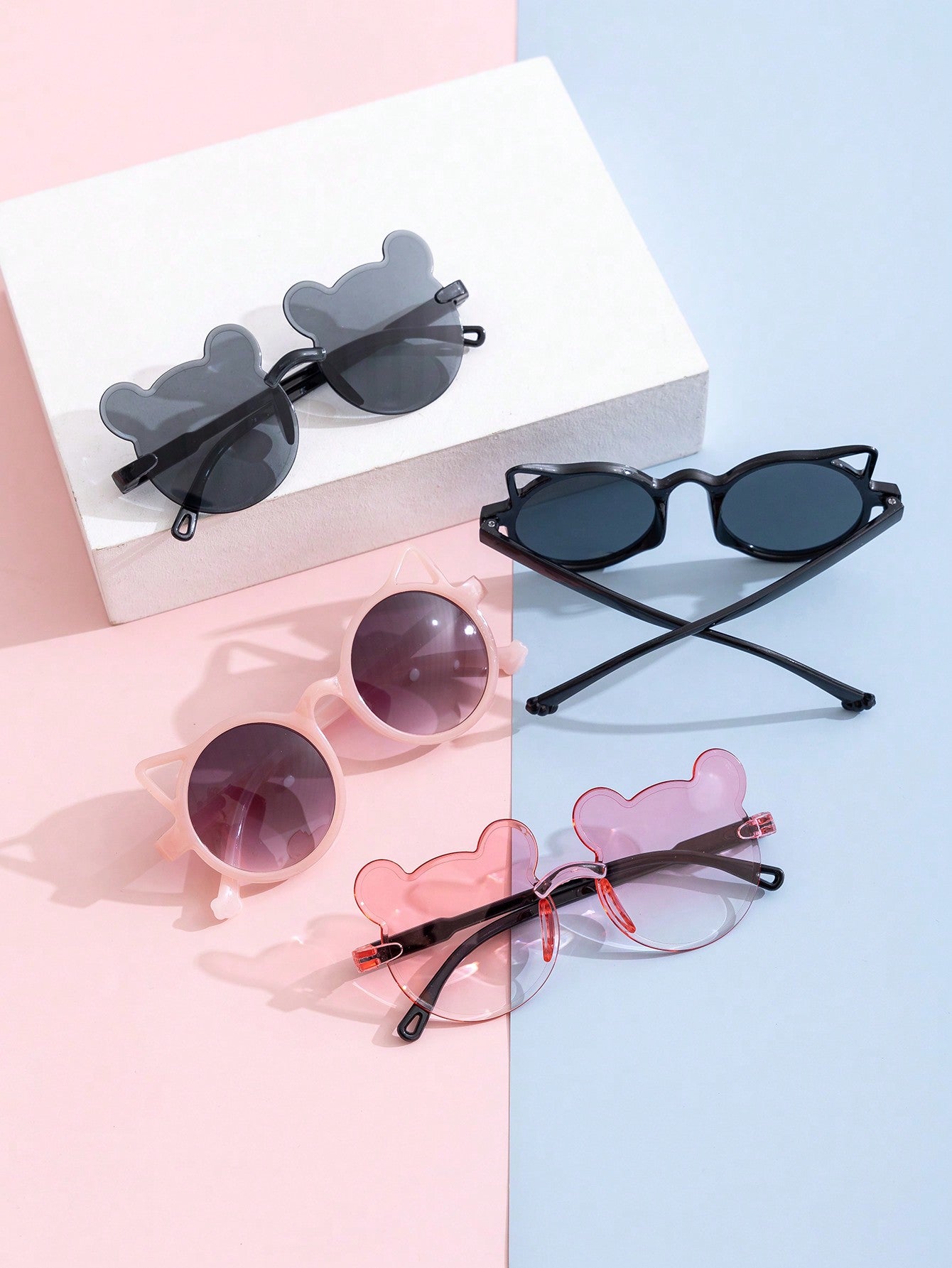 4pcs Heart Shaped Fashionable Glasses Set For Boys And Girls, Suitable For Daily Use 4 Sets