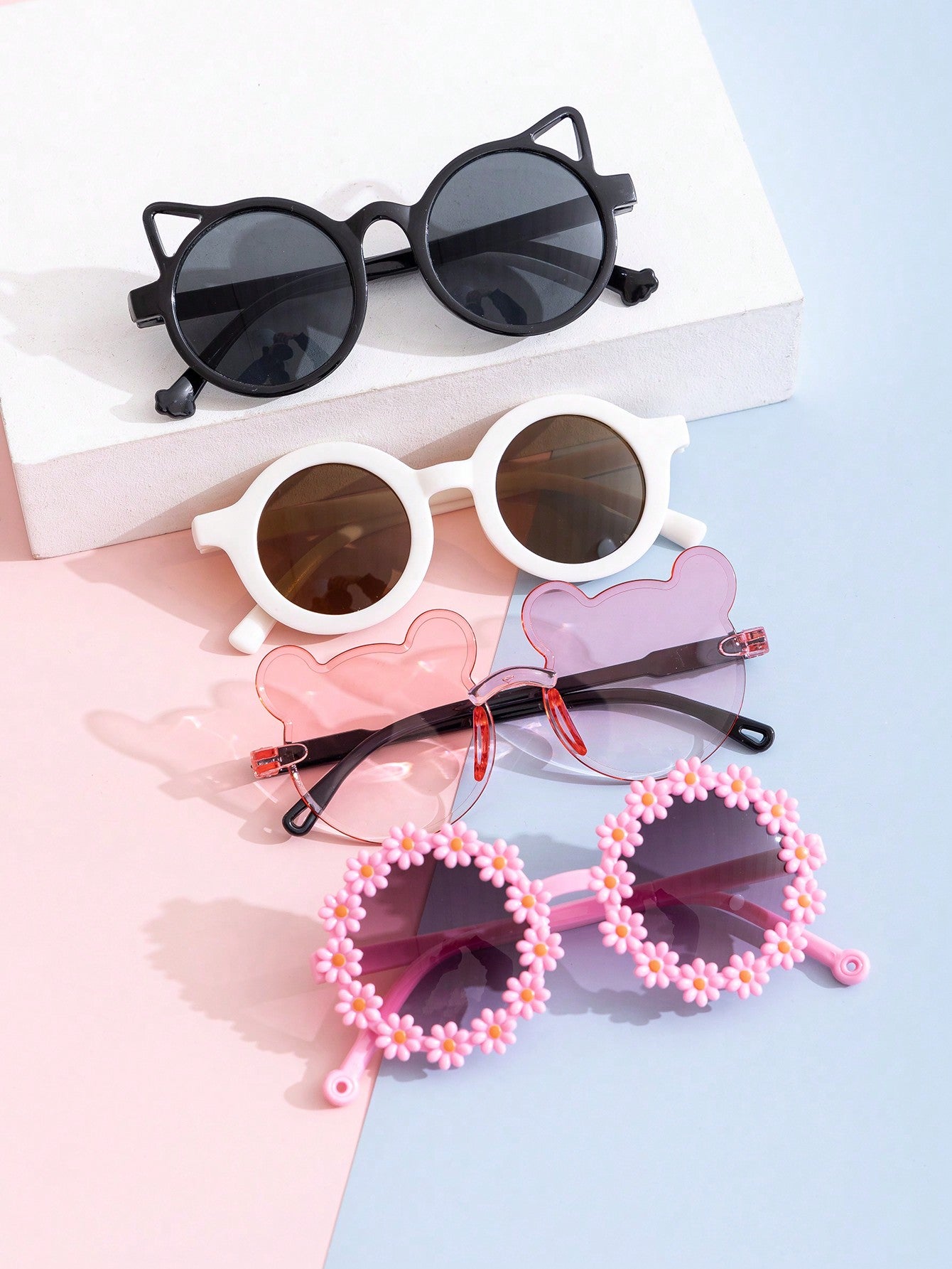 4pcs Heart Shaped Fashionable Glasses Set For Boys And Girls, Suitable For Daily Use 4 Sets