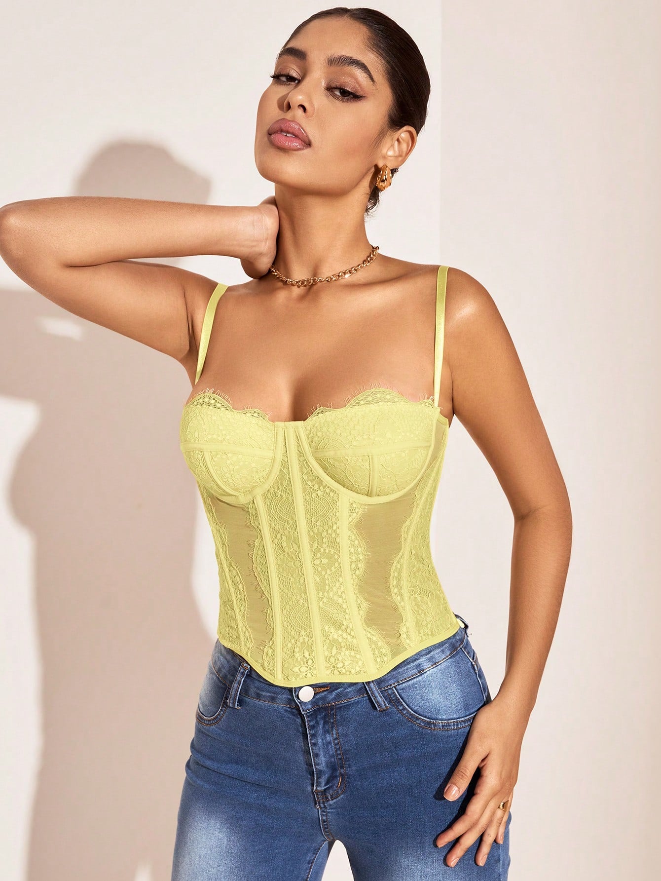 Lace Trim Bustier Cami Top