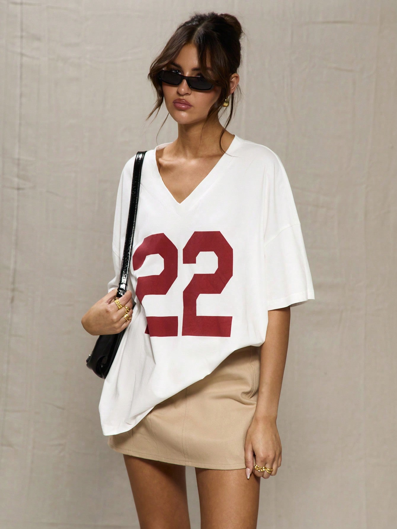 White Oversized Baseball T Shirt