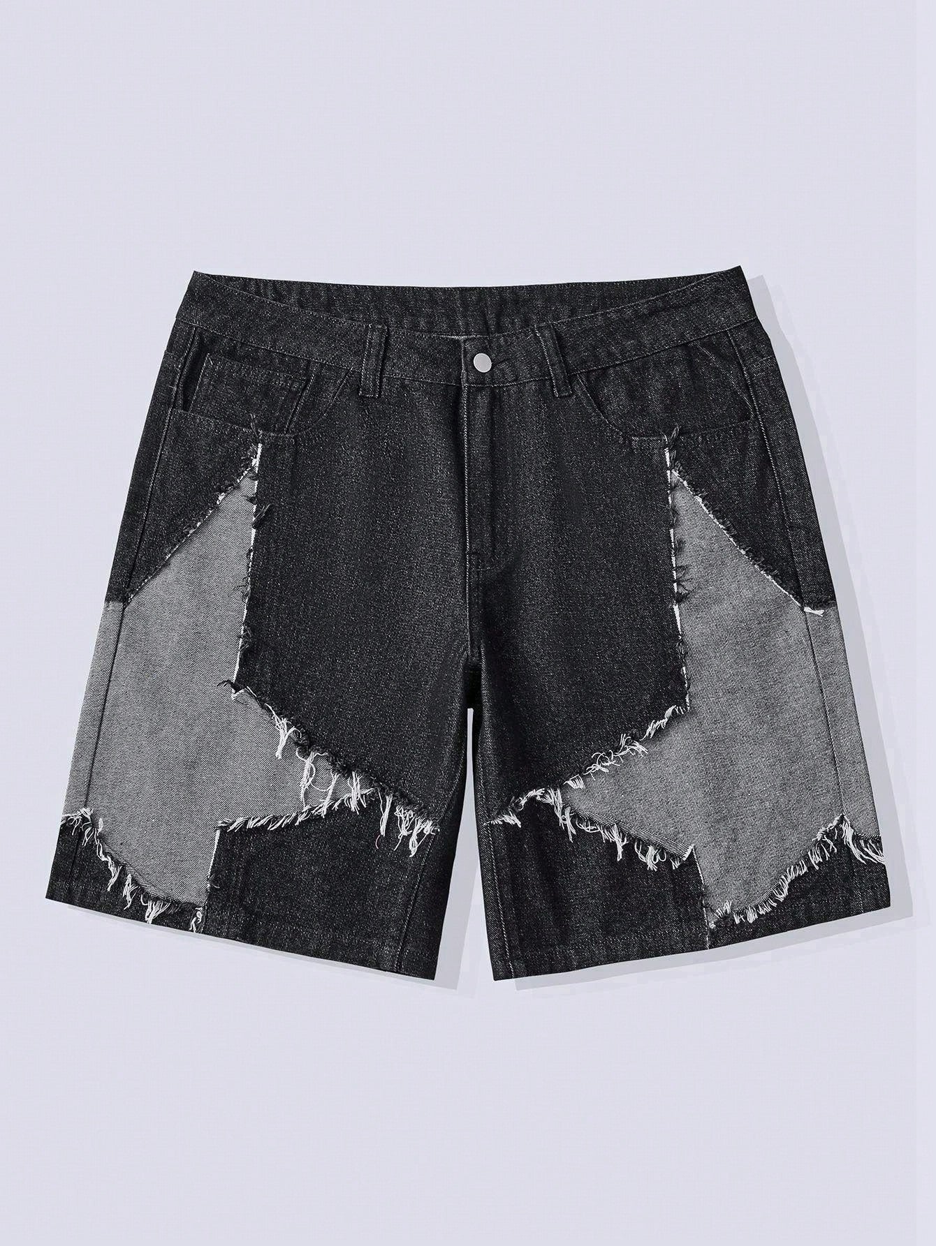 Street Life Men's Personality Desinged Patchwork Denim Shorts