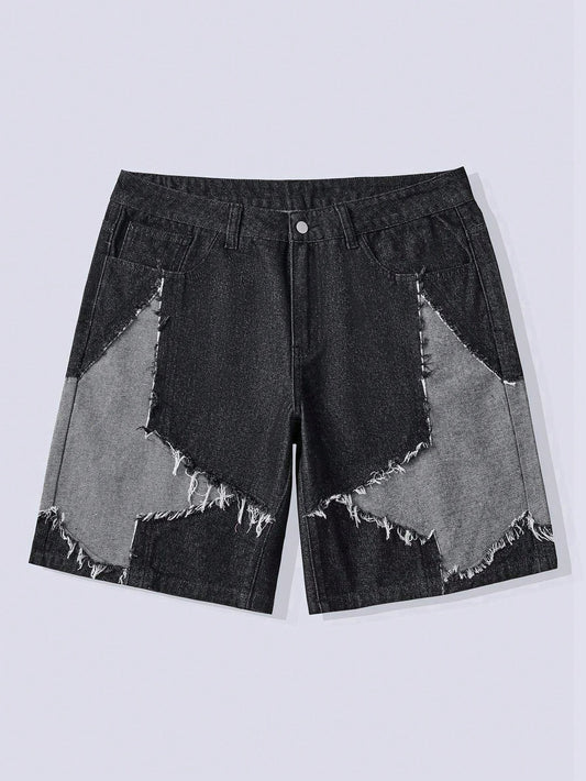 Street Life Men's Star Patchwork Denim Shorts