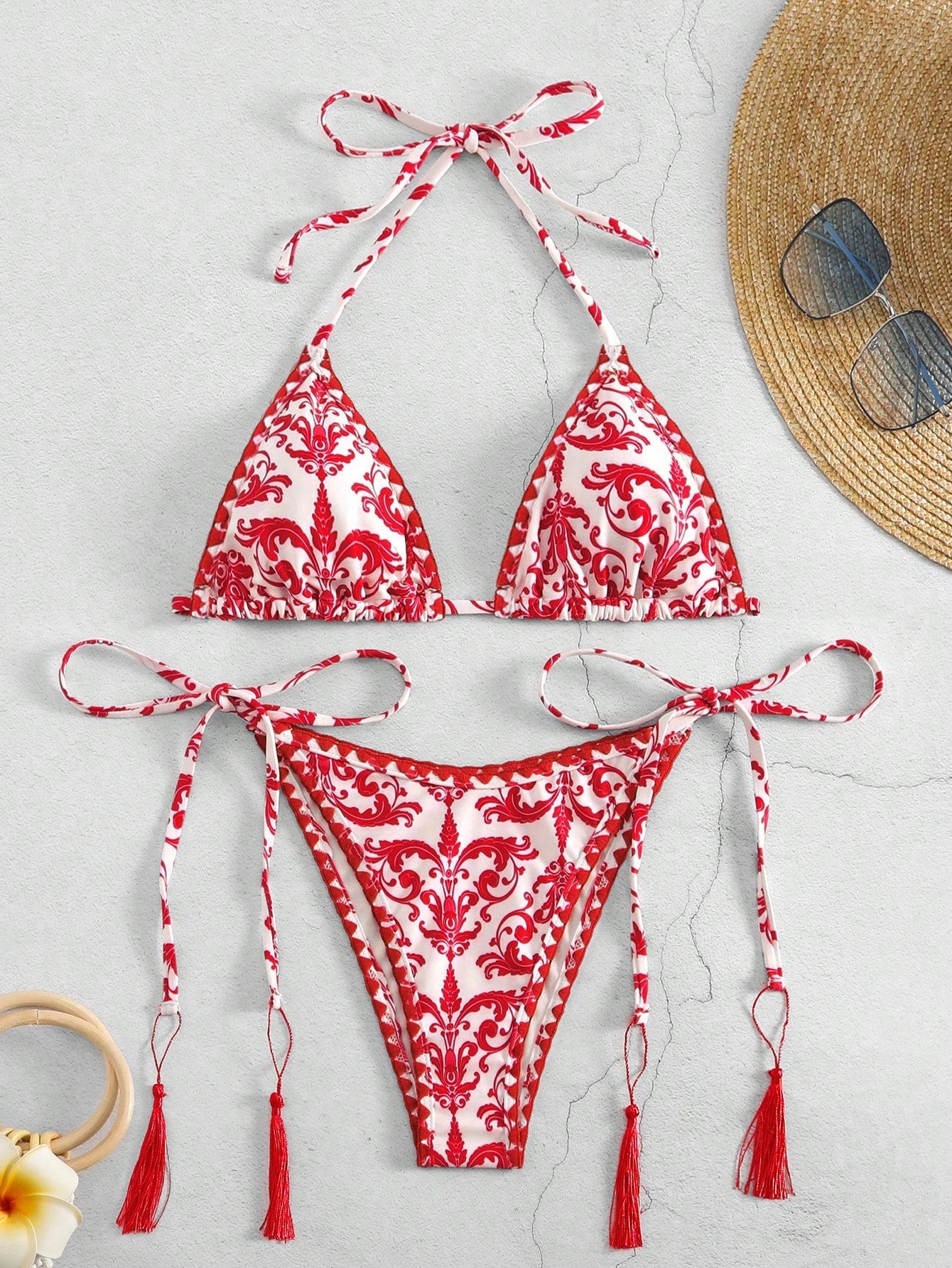 Swim Summer Beach Women's Floral Print Halter Neck Bikini Set Carnival