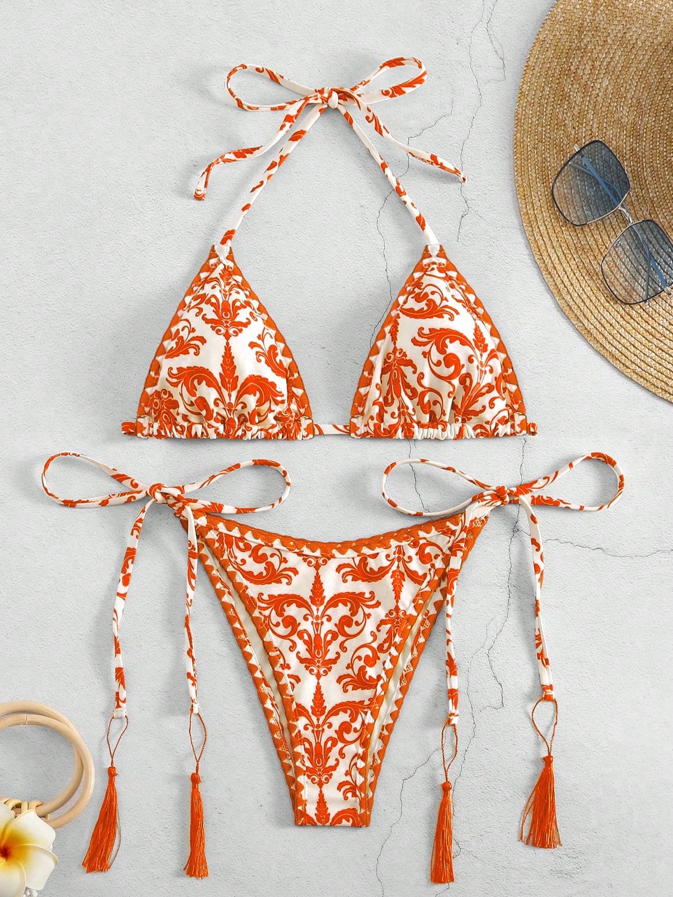 Swim Summer Beach Women's Floral Print Halter Neck Bikini Set Carnival