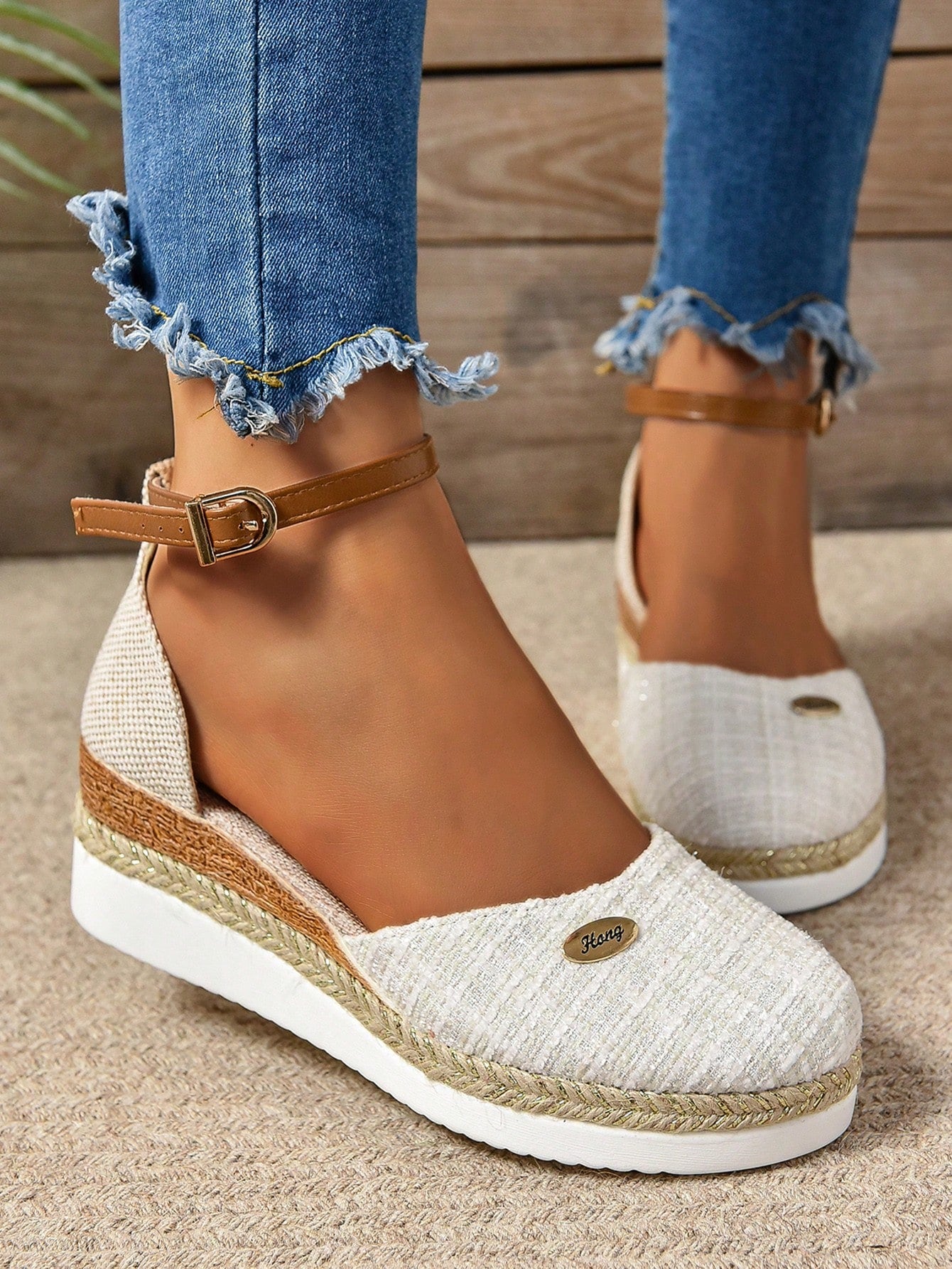 Women's Plus Size Suede Spliced Lightweight Espadrilles With Elegant Wedge Heels Or Platform Soles