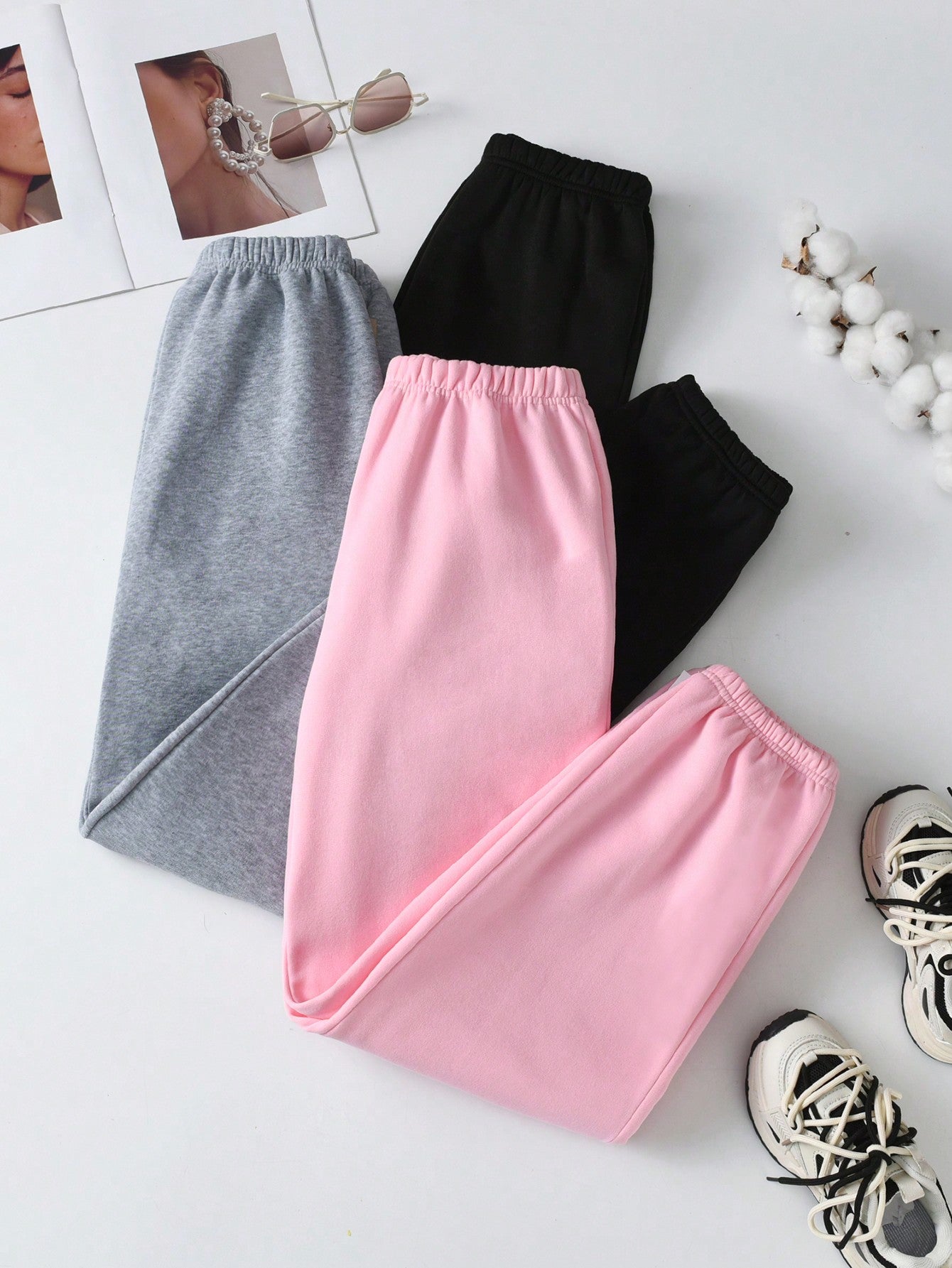 Teen Girl 3pcs/Set Basic Casual Sports Jogger Pants