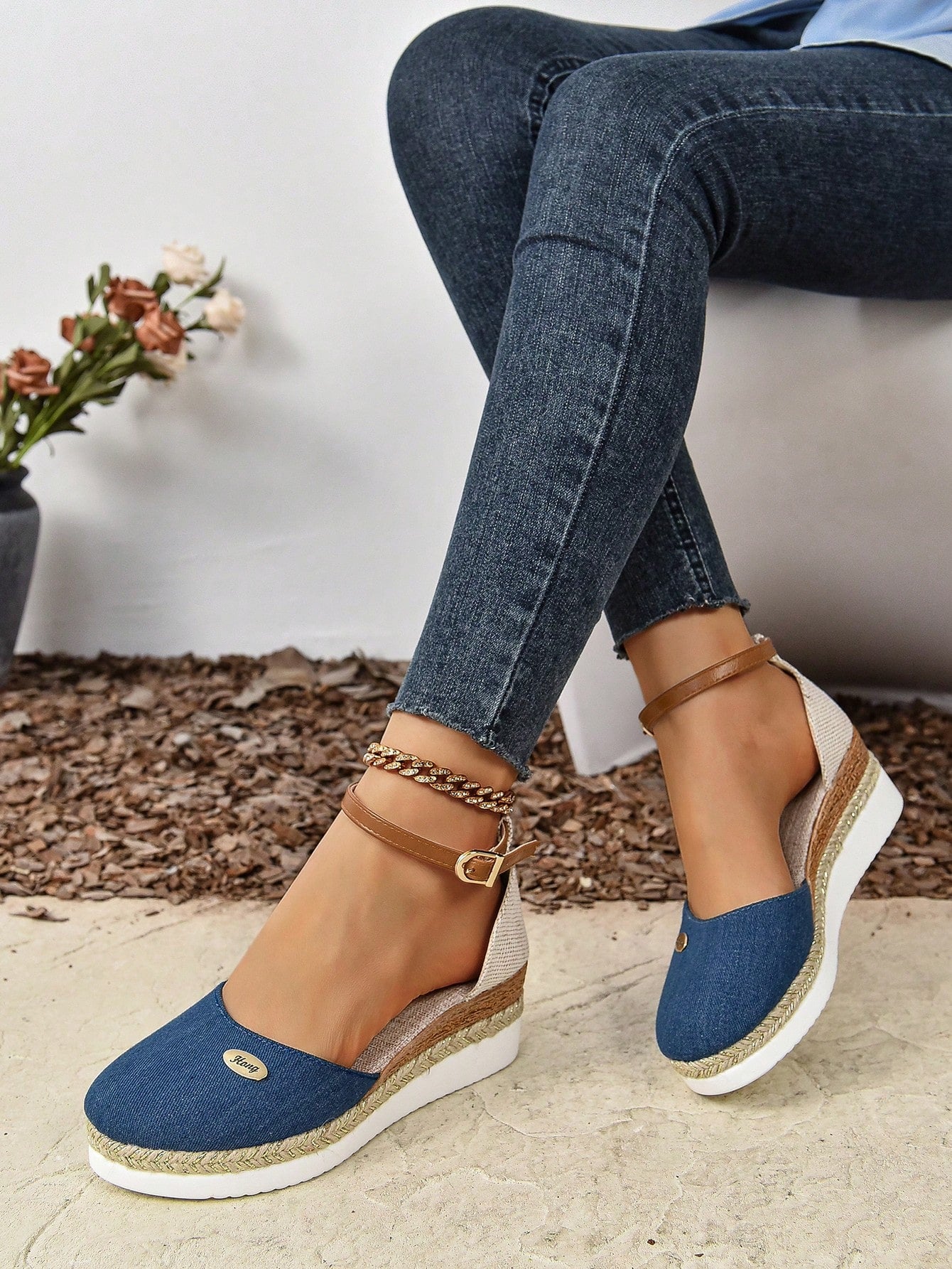 Women's Plus Size Suede Spliced Lightweight Espadrilles With Elegant Wedge Heels Or Platform Soles