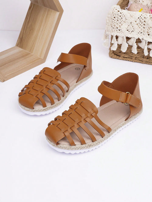 1pair Girls' Fashionable Casual & Cute Flat Sandals For Kids