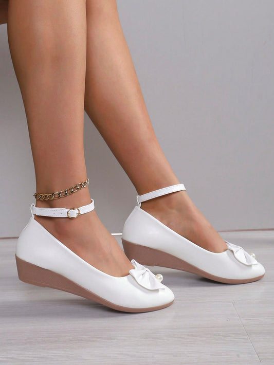 Women's Wedge Heels & Thick Soles Loafers, New Arrivals Comfortable Soft Leather Slip-Resistant Round Toe Mother Shoes With Hidden Heels