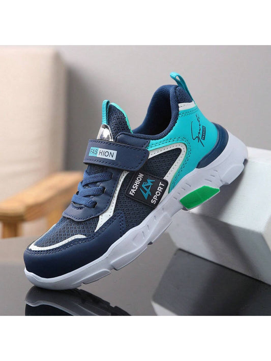 Boys' Fashionable Color-Block Sport Shoes - Shock-Absorbing, Anti-Slip, Breathable Mesh Shoes, Suitable For Outdoor Running And Walking