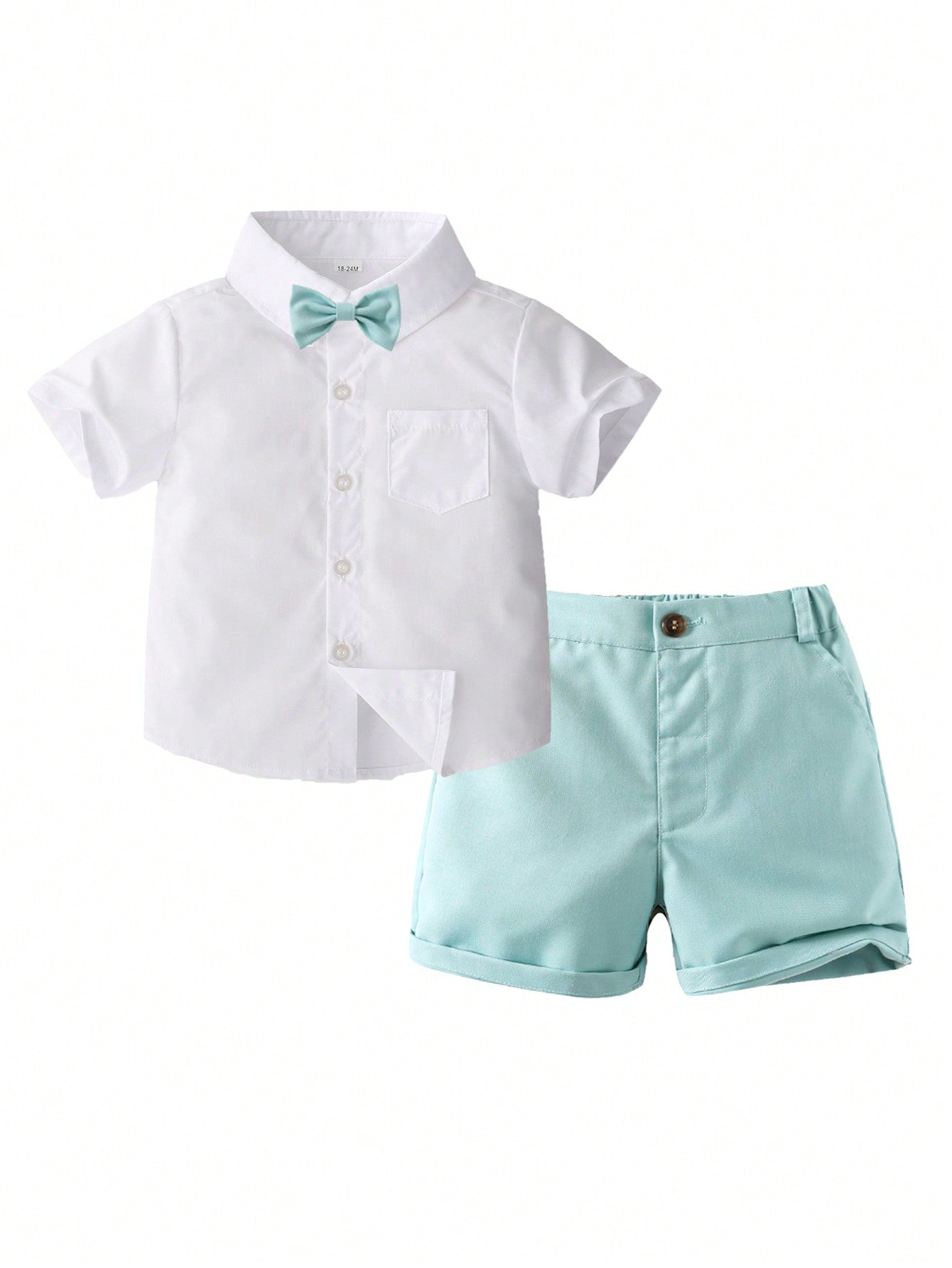 Young Boy Summer Short Sleeve Shirt Shorts Bow Tie Gentleman Formal Wear Set