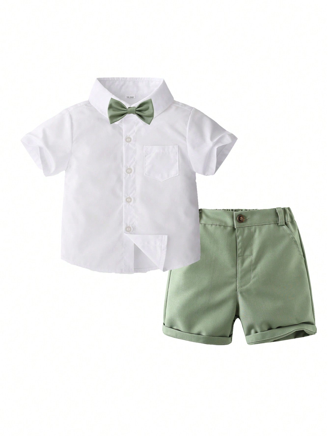 Young Boy Summer Short Sleeve Shirt Shorts Bow Tie Gentleman Formal Wear Set