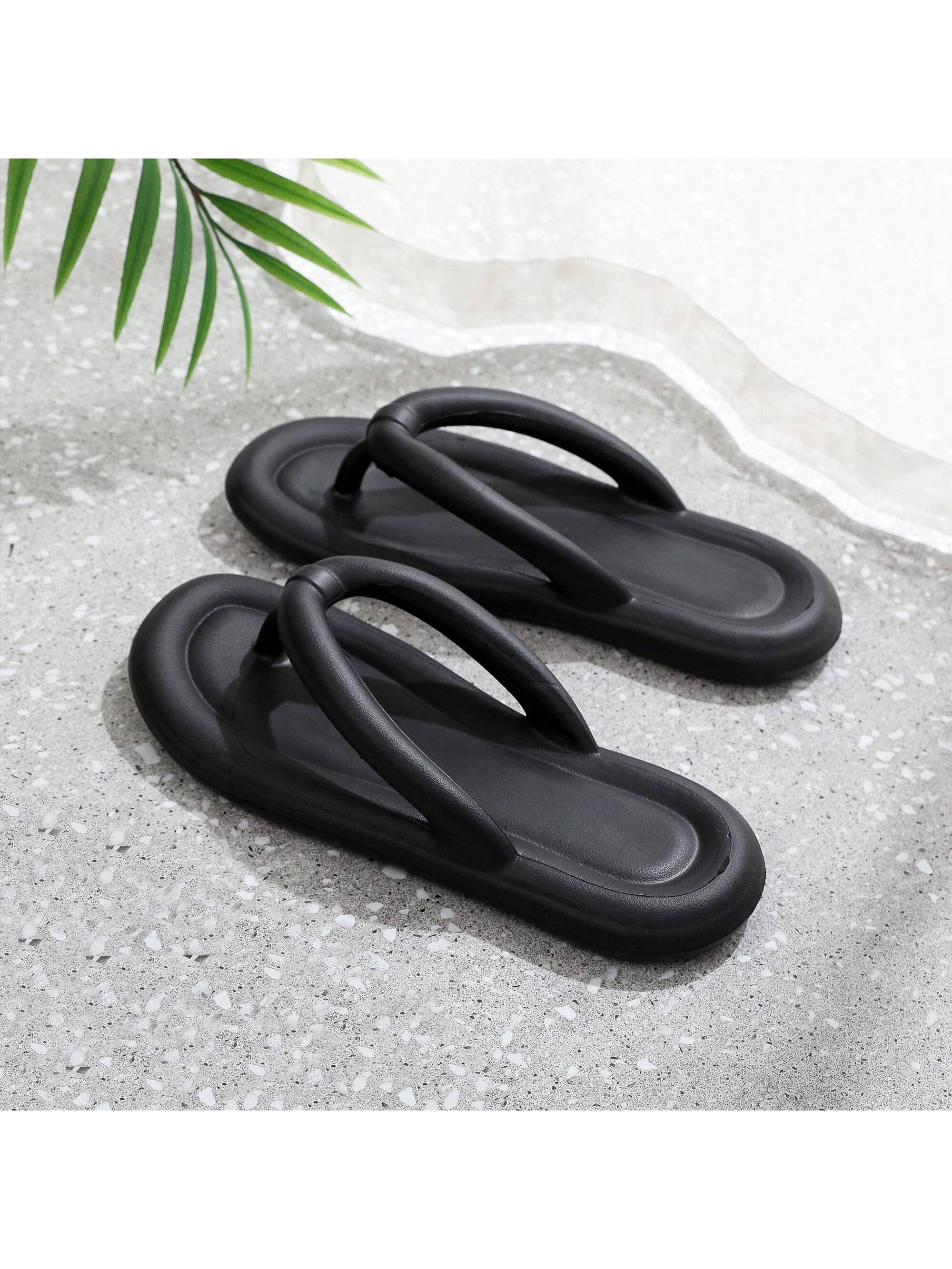 New Summer Pu Slip-On Thong Flat Sandals Beach Slippers For Women, Indoor And Outdoor Wear