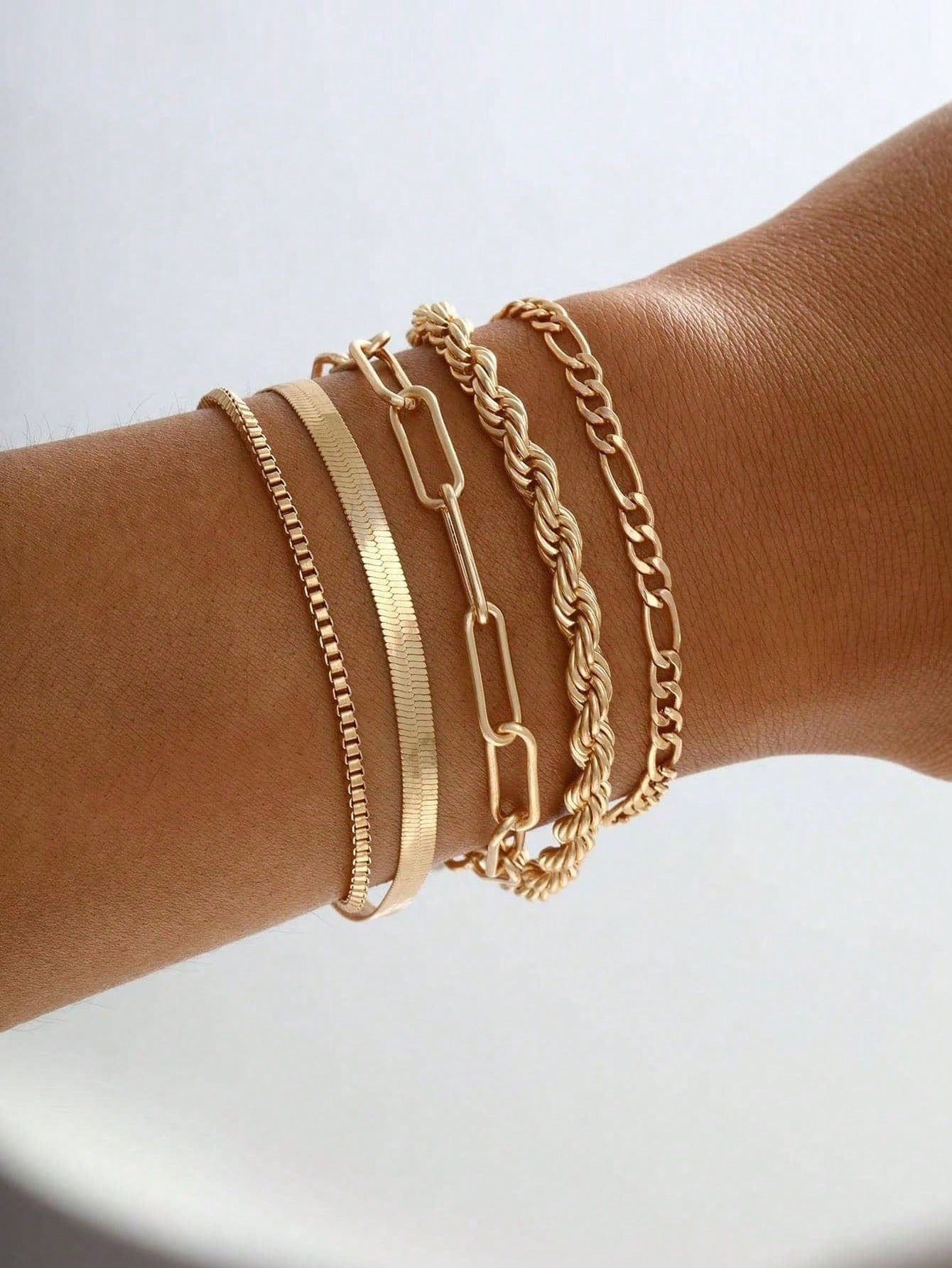 6pcs/Set Punk Style Simple Chain Bracelet For Girls For Daily Wear