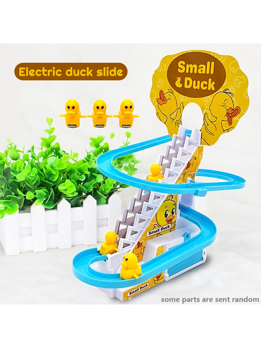 1pc Duck Climbing Stairs Toy, Electric Track With 3 Baby Ducks, Duck Slide With Light & Music, Birthday Gift