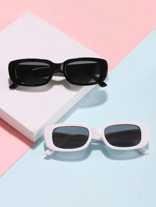 2pcs/Set Children's Square Shaped Fashion Sunglasses For Outdoor Activities