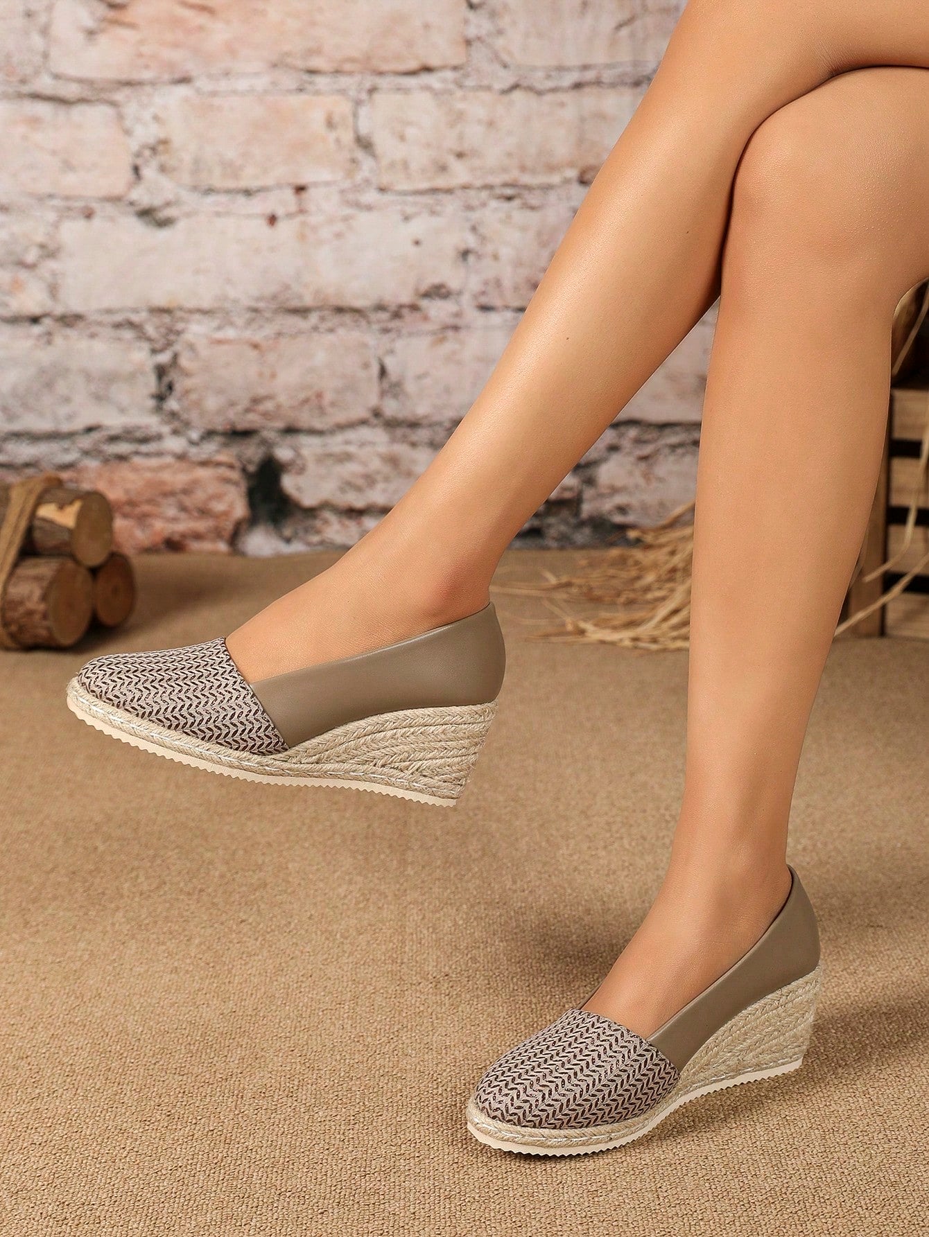 2024 Women Shoes High Heel Pumps New Spring/Autumn Shallow Mouth European & American Trade Women Shoes Round-Toe Woven Shoes Flax Shoes