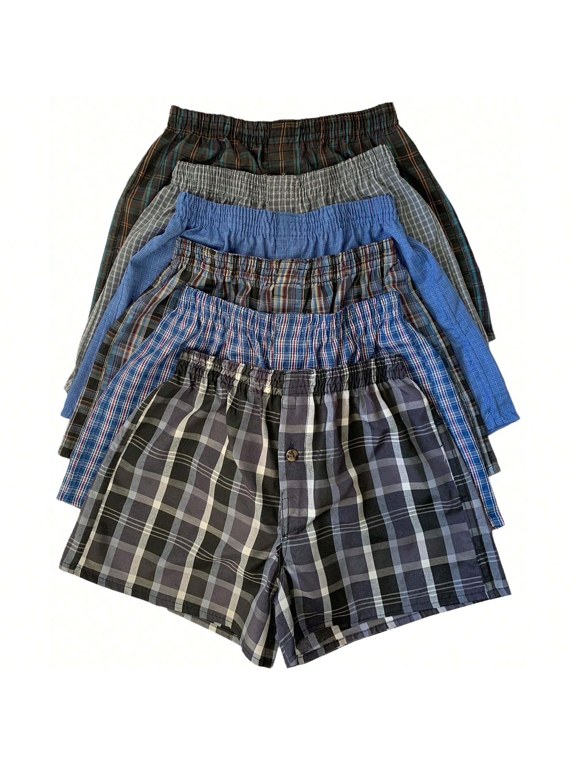 ToBeInStyle Tween Boy Pack Of 3 Or 6 Assorted Cotton-Blend Tartan Patterned Boxer Shorts