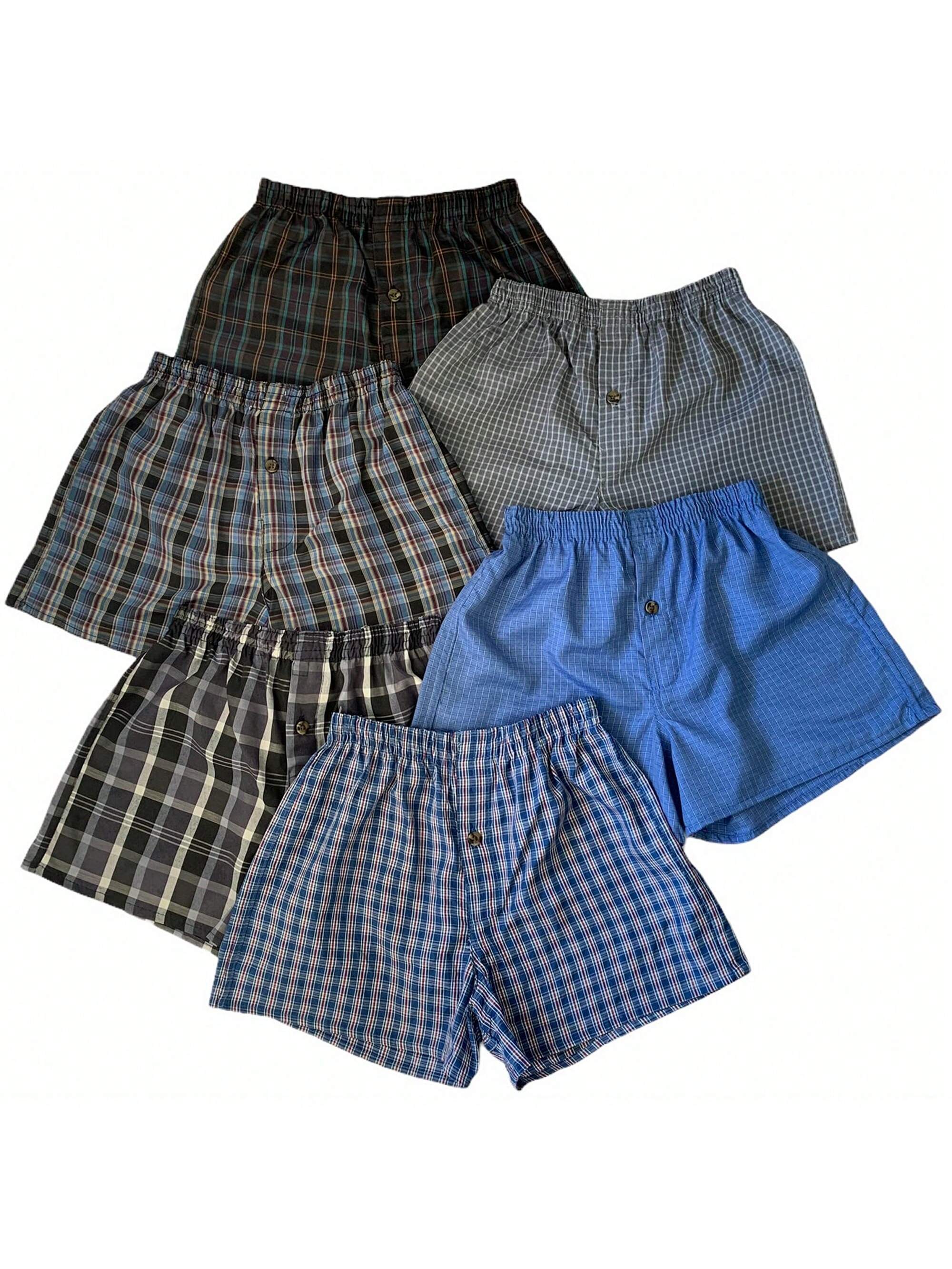 ToBeInStyle Tween Boy Pack Of 3 Or 6 Assorted Cotton-Blend Tartan Patterned Boxer Shorts