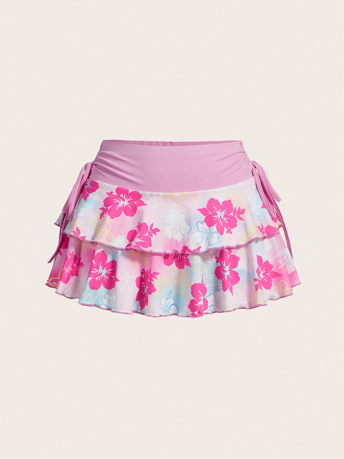 Pleated Waist Printed Mini Skirt