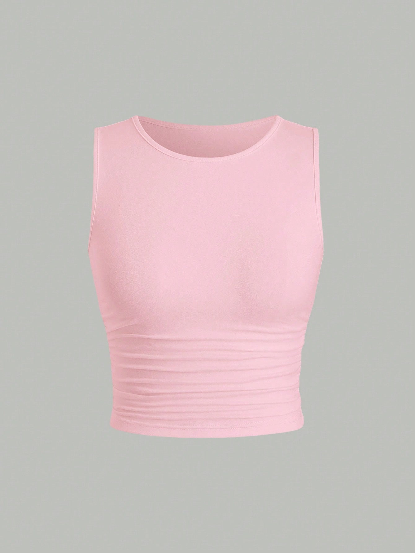 Solid Color Pleated Fitted Tank Top