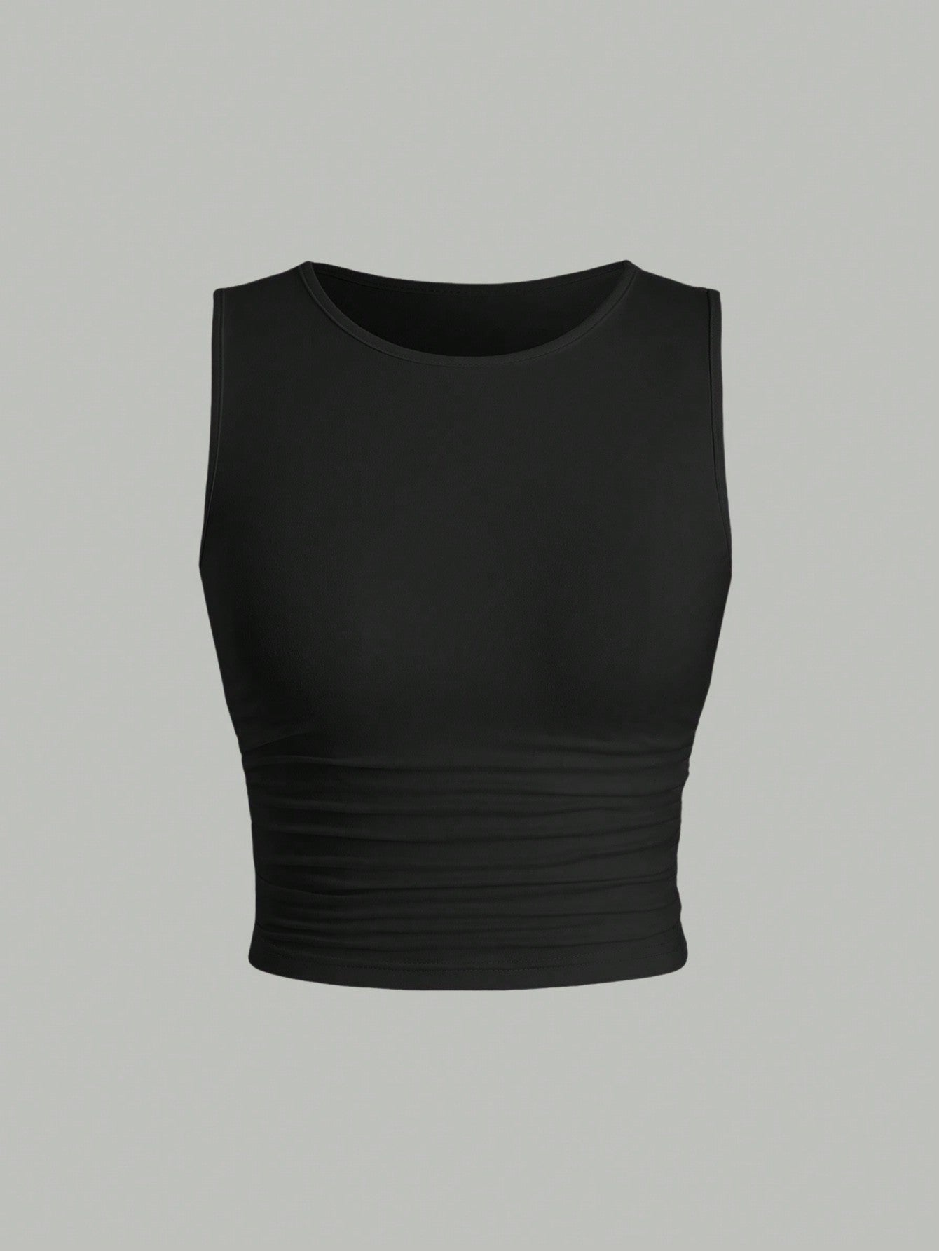 Solid Color Pleated Fitted Tank Top