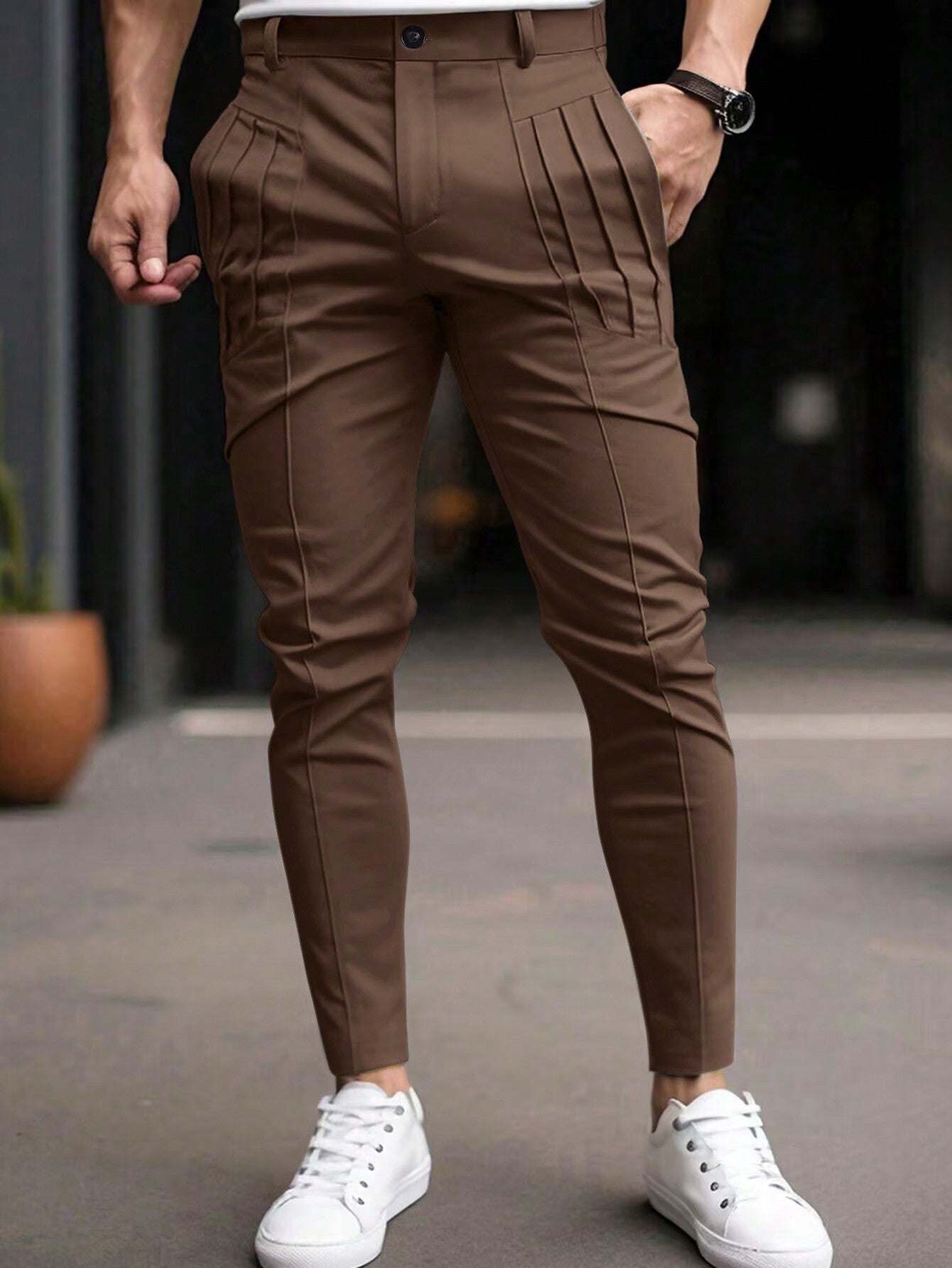 Men's Solid Color Simple Suit Pants