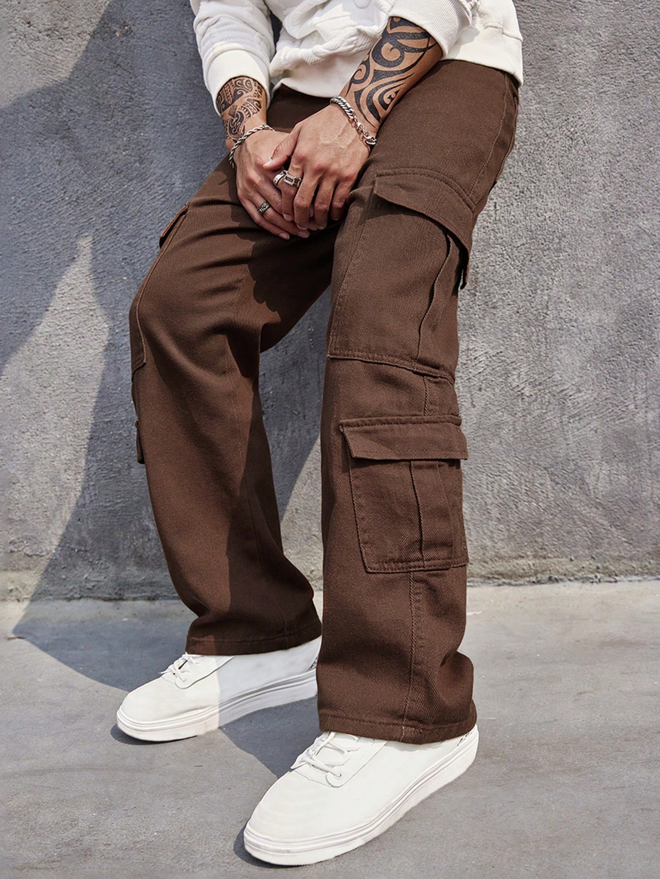 Men Flap Pocket Side Cargo Jeans