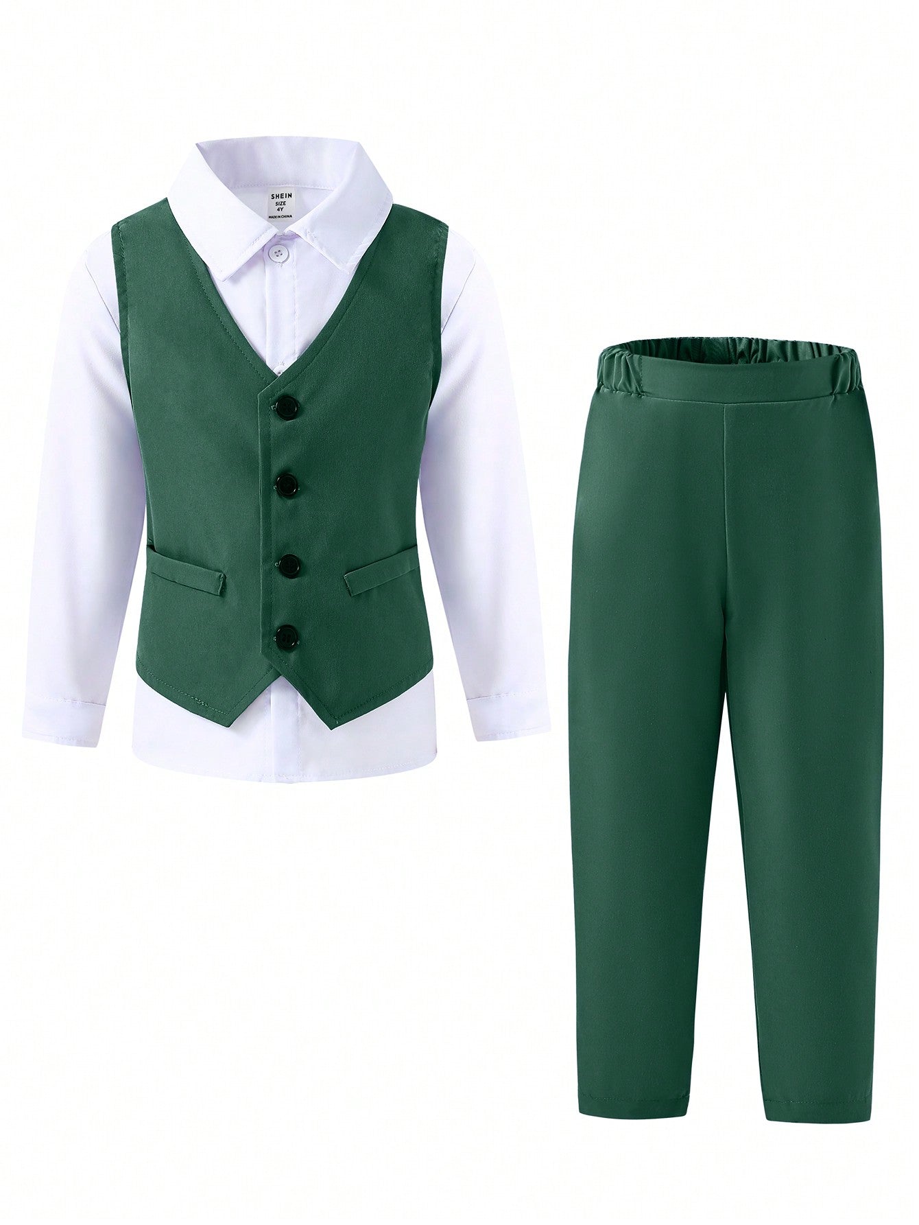 Young Boy Gentleman Two-Piece Set Elegant Waistcoat Suit Add Western-Style Pants, Formal Wear For Birthday Party, Evening Performance, Wedding Or Any Other Special Occasions