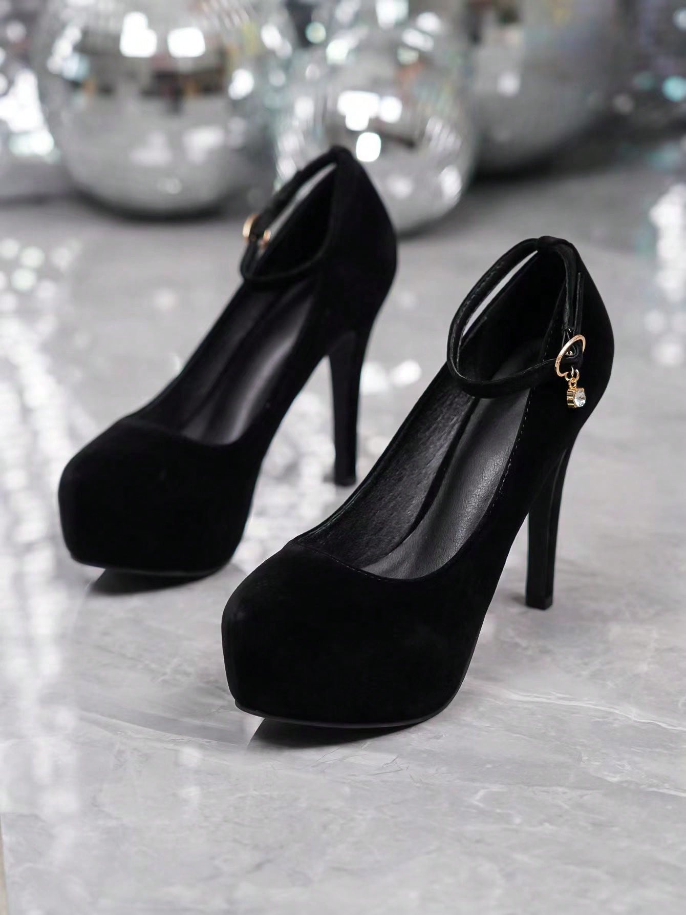 High Heels Women's Shoes With Platform And Fine Heel, Waterproof, Black, Suitable For Work, Nightclubs, And Models