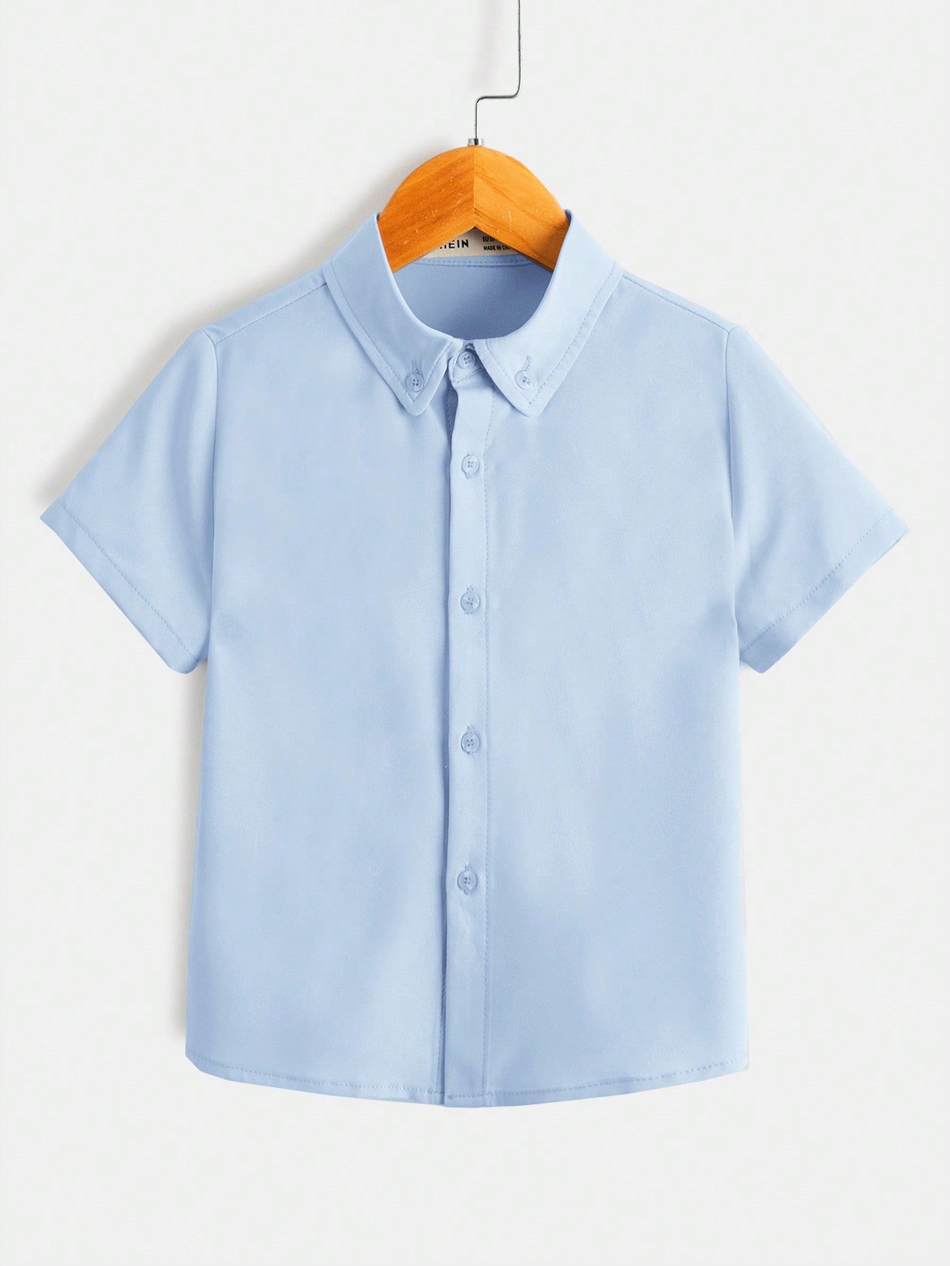 Sporty Casual Comfortable Style Young Boys' Solid Color Button Down Shirt