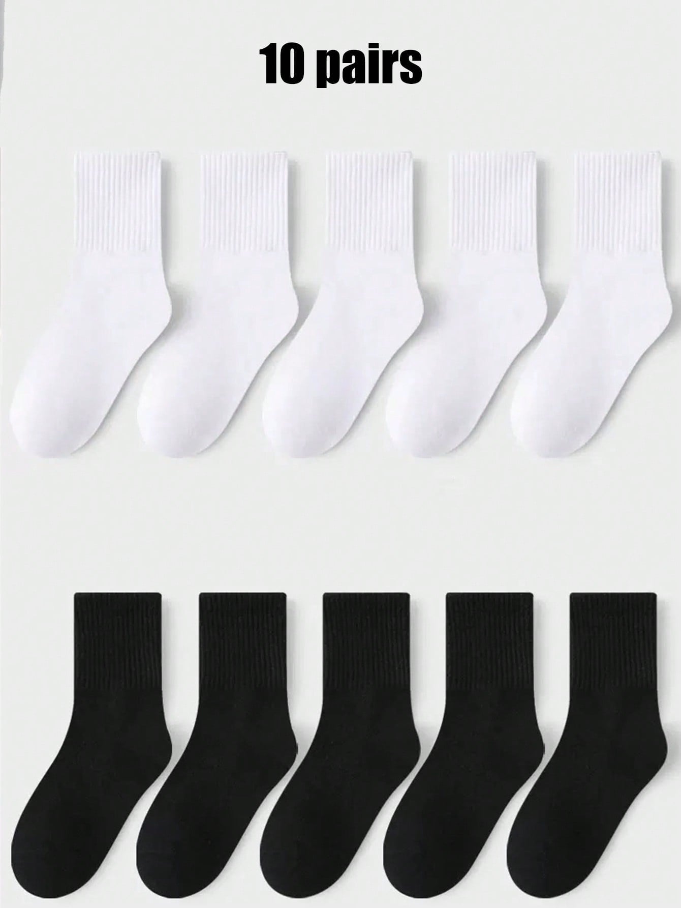 10 Pairs Of Solid Color Spring And Summer Breathable, Sweat Absorbing, And Odor Resistant Sports Socks