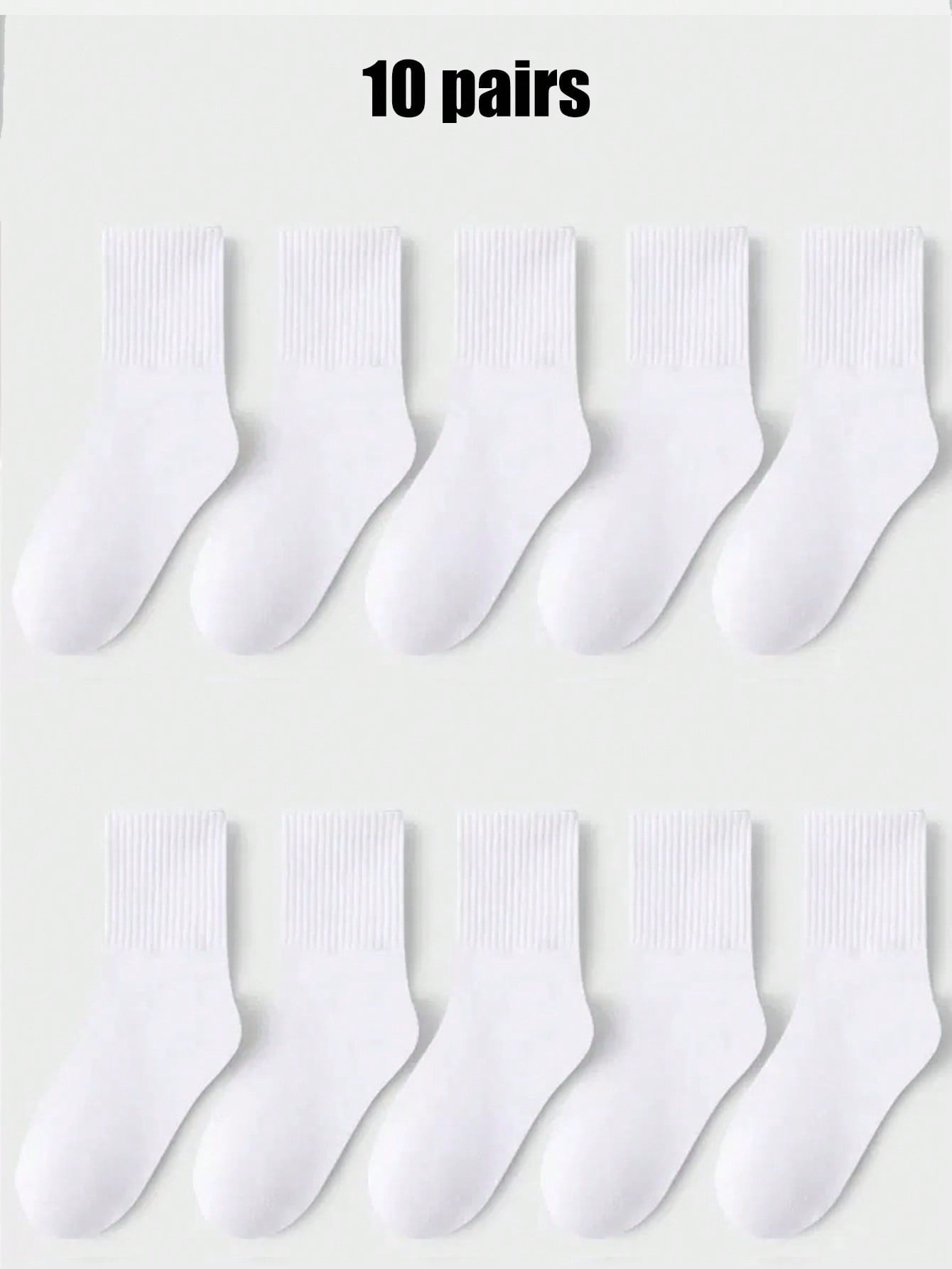 10 Pairs Of Solid Color Spring And Summer Breathable, Sweat Absorbing, And Odor Resistant Sports Socks