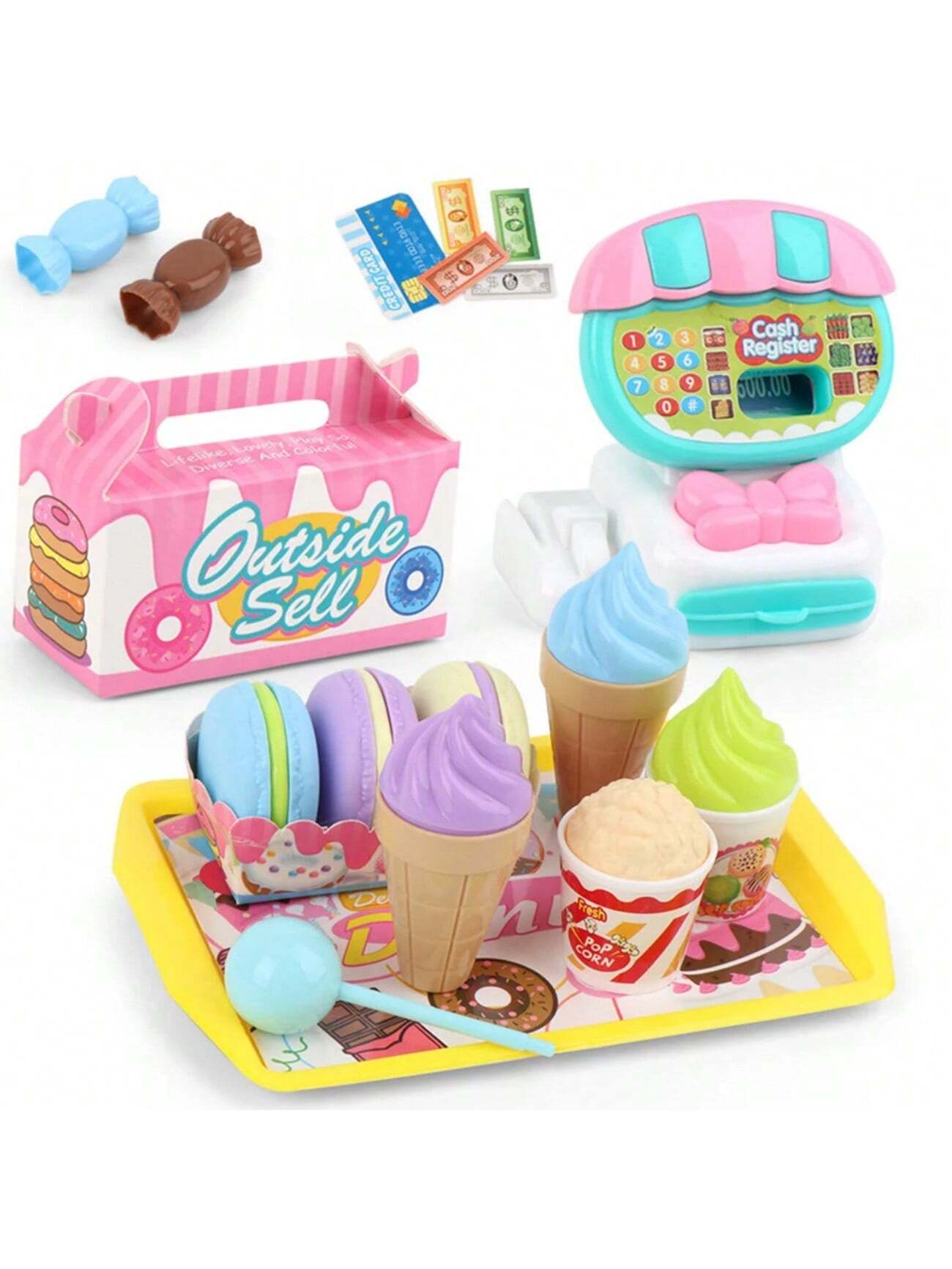 Children's Store Cash Register Toys, Fruit And Vegetable Desserts, Play House Toys, Simulation Store Toys, Role-Playing Toys, Parent-Child Interactive Toys, Children's Birthday Gifts (The Colors Of Some Accessories Are Shipped Randomly)