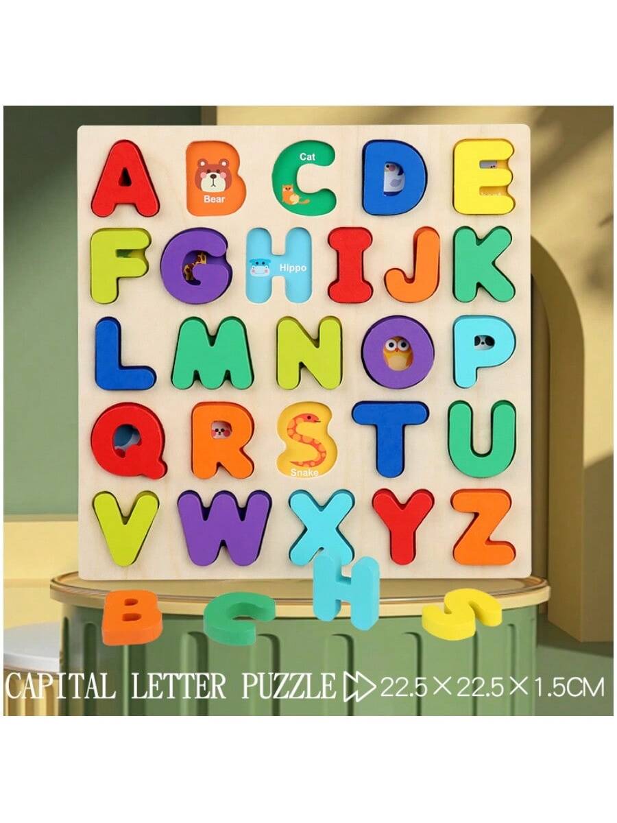 1pc Children's Digital Puzzle Building Blocks Early Education Alphabet Shape Matching Board Game Toy For Boys And Girls