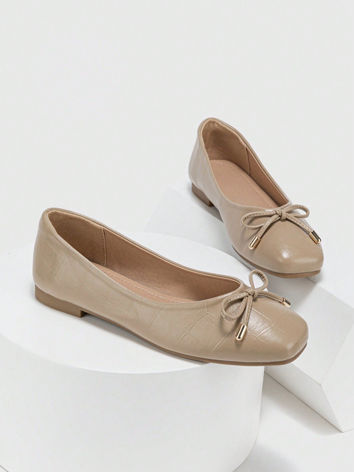 Women's Flat Square-toe Flats With Bowknot And Soft Sole For Comfort