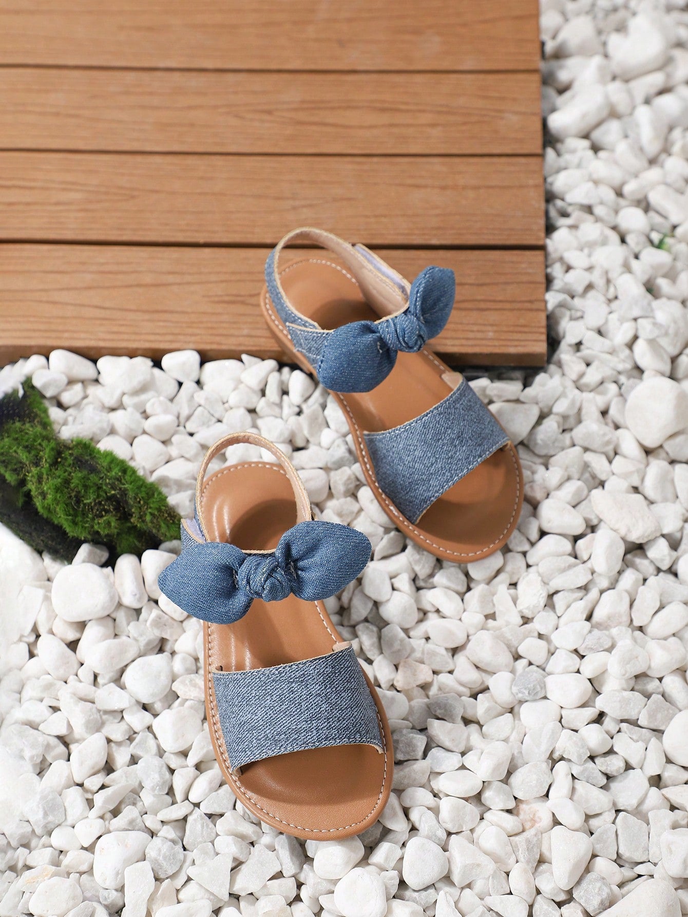 Girls' Summer Chic Blue Bowknot Open Toe Beach Sandals