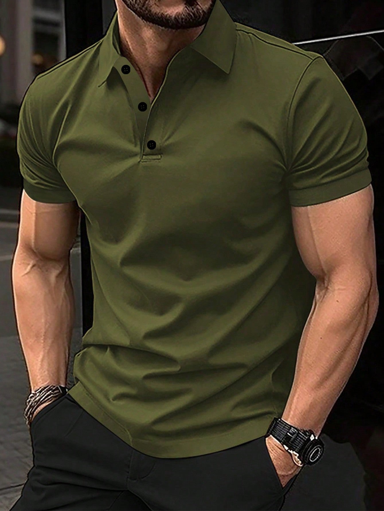 Men's Solid Color Short Sleeve Polo Shirt