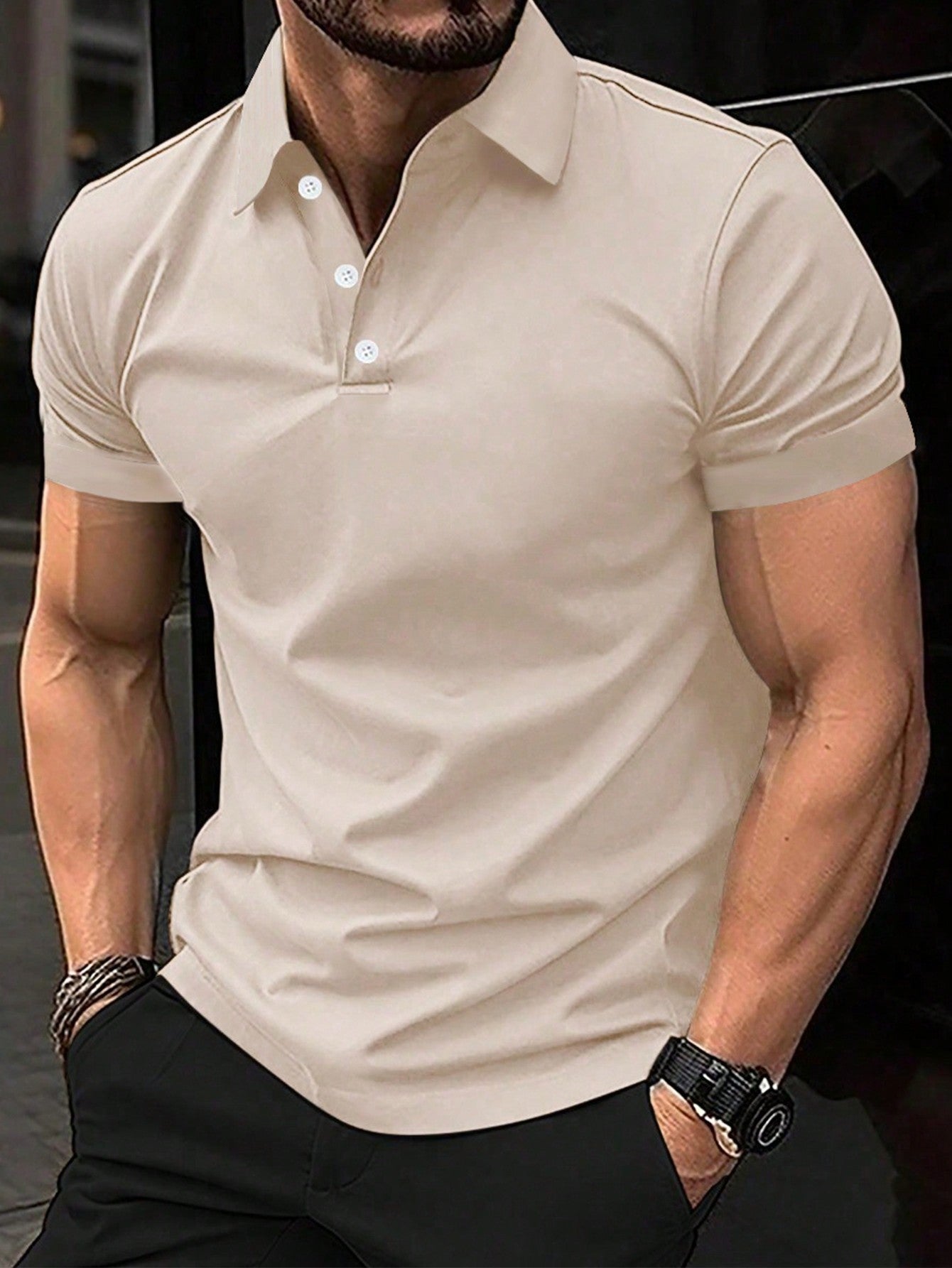 Men's Solid Color Short Sleeve Polo Shirt