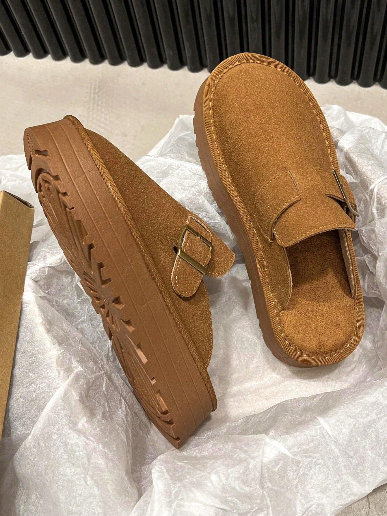 Women's New Spring Autumn 2024 Thick Bottom Suede Shoes, Summer Slouchy Slip-On Slippers, Suitable For Outdoor Wear