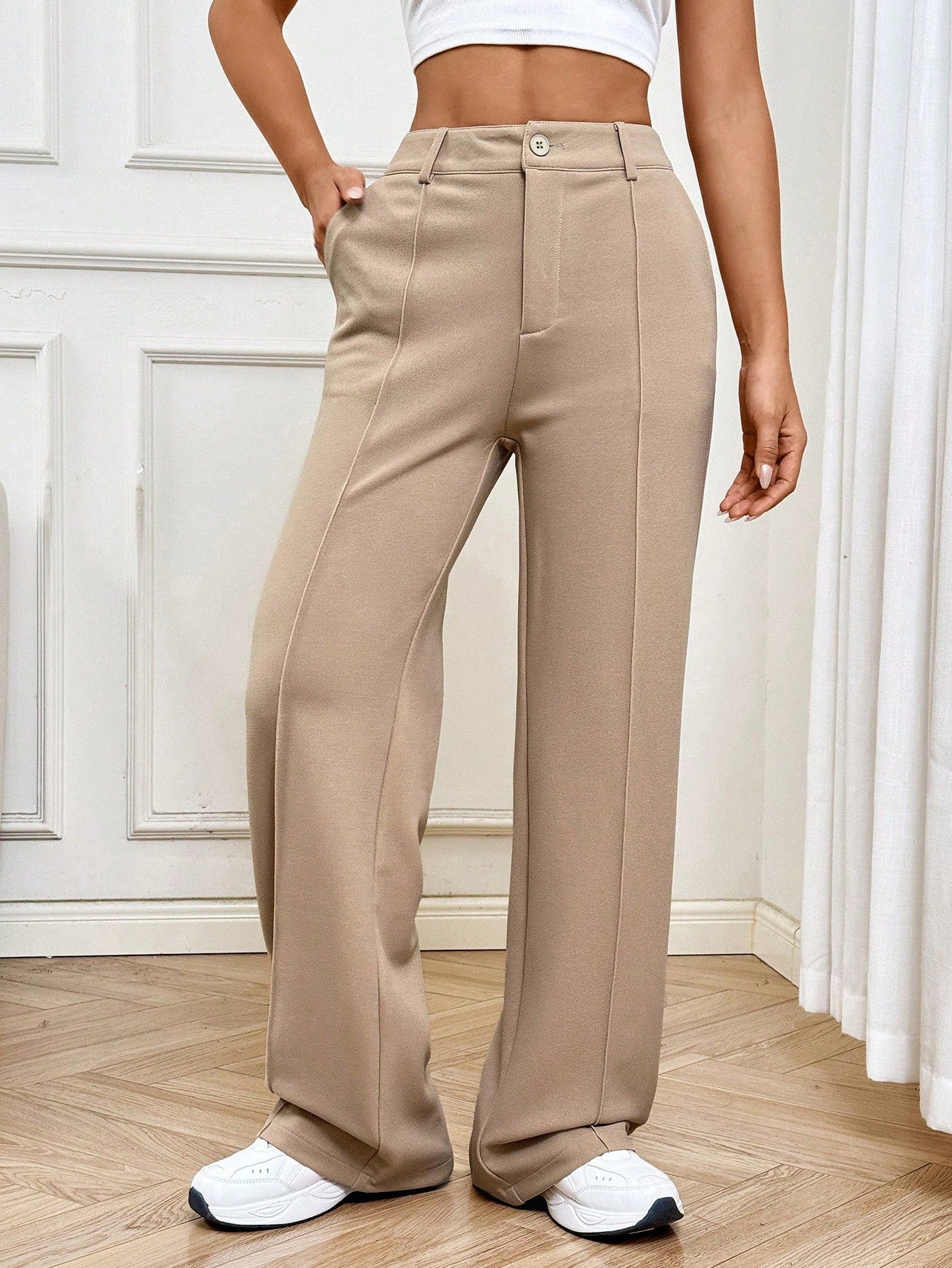 Women's Solid Straight Suit Pants