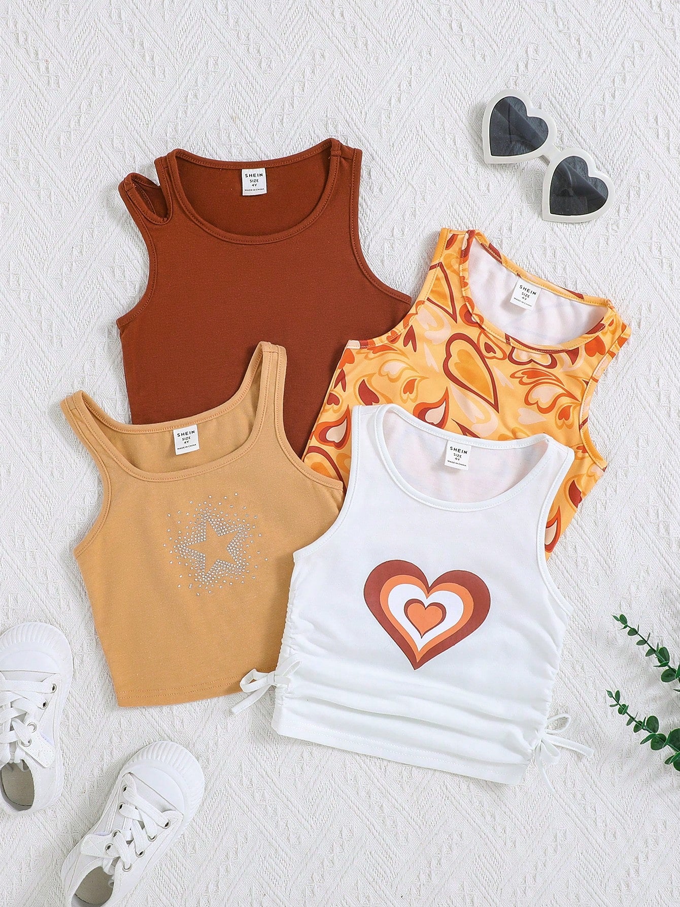 Young Girl Sporty Knitted Solid Color Sleeveless Tank Top For Summer, Multiple Pieces