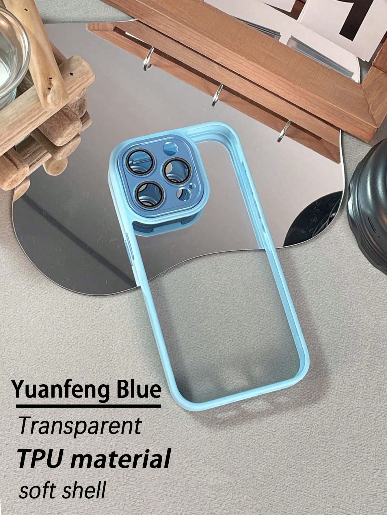 1pc Transparent Phone Case With Camera Lens Protection Film, Compatible With Iphone 13/ 14/ 15 Pro Max, Anti-Shock Phone Cover, Titanium Gray